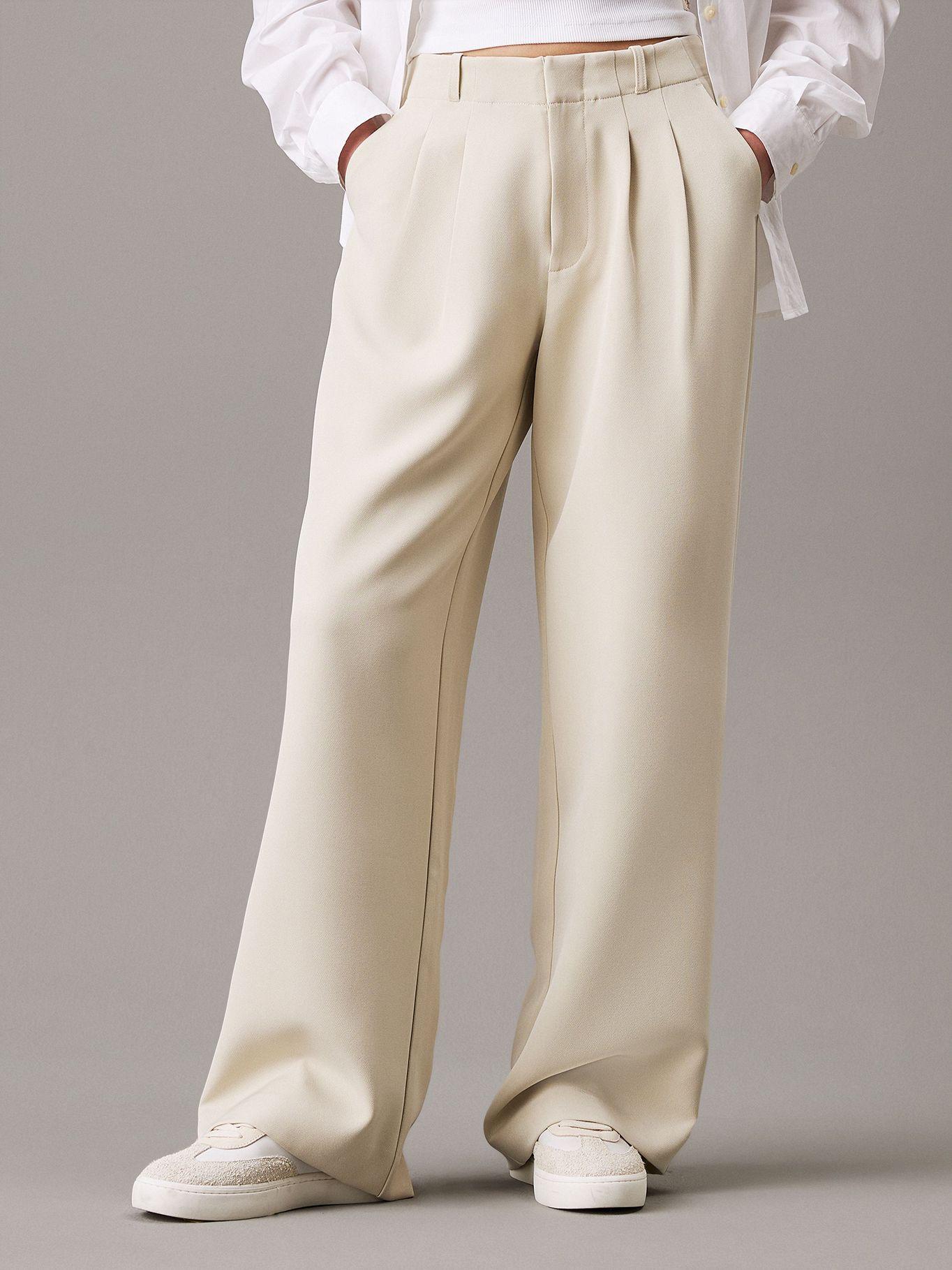 Pantalón Stretch Crepe Straight Crema Calvin Klein-0