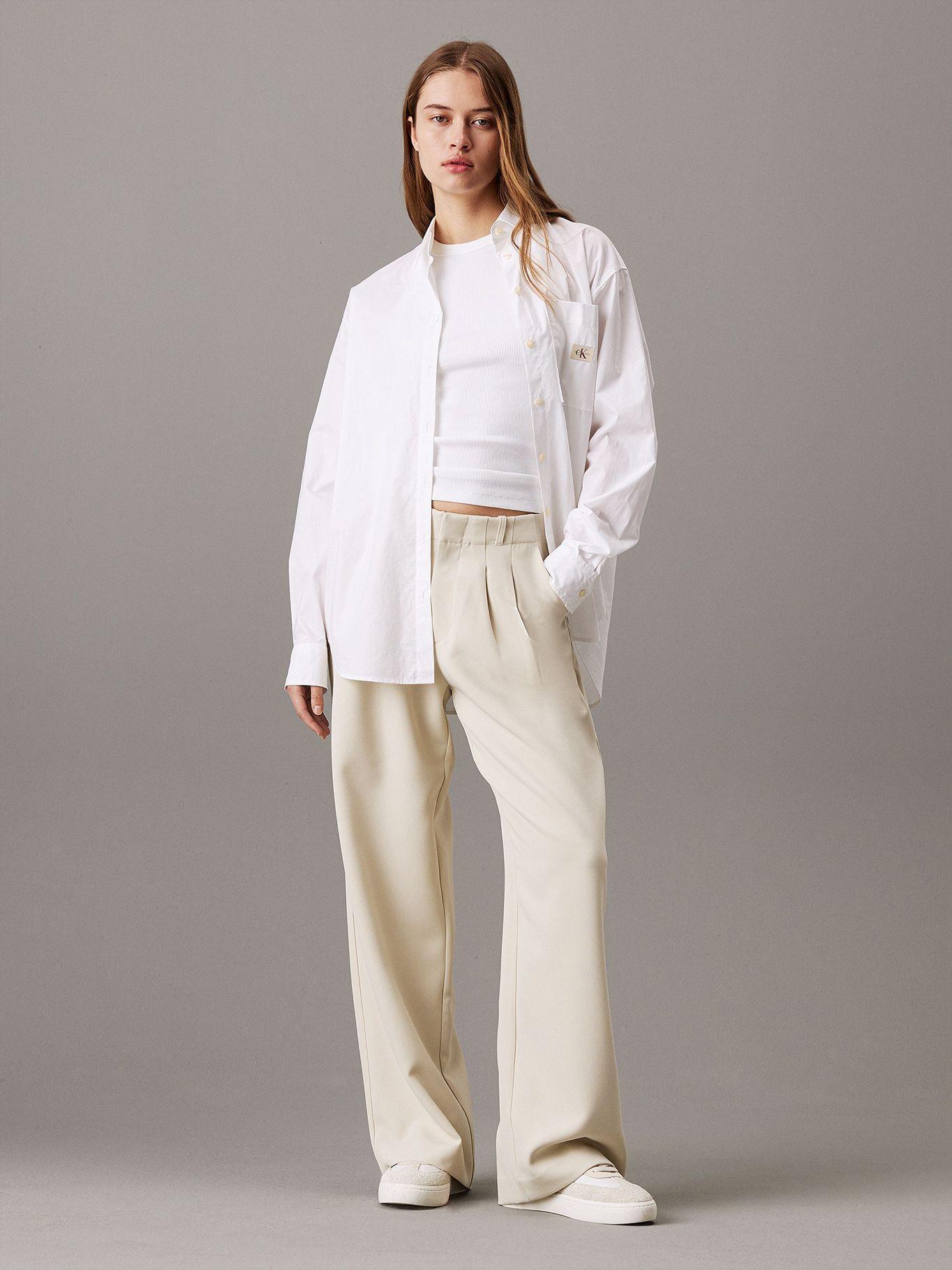 Pantalón Stretch Crepe Straight Crema Calvin Klein-1