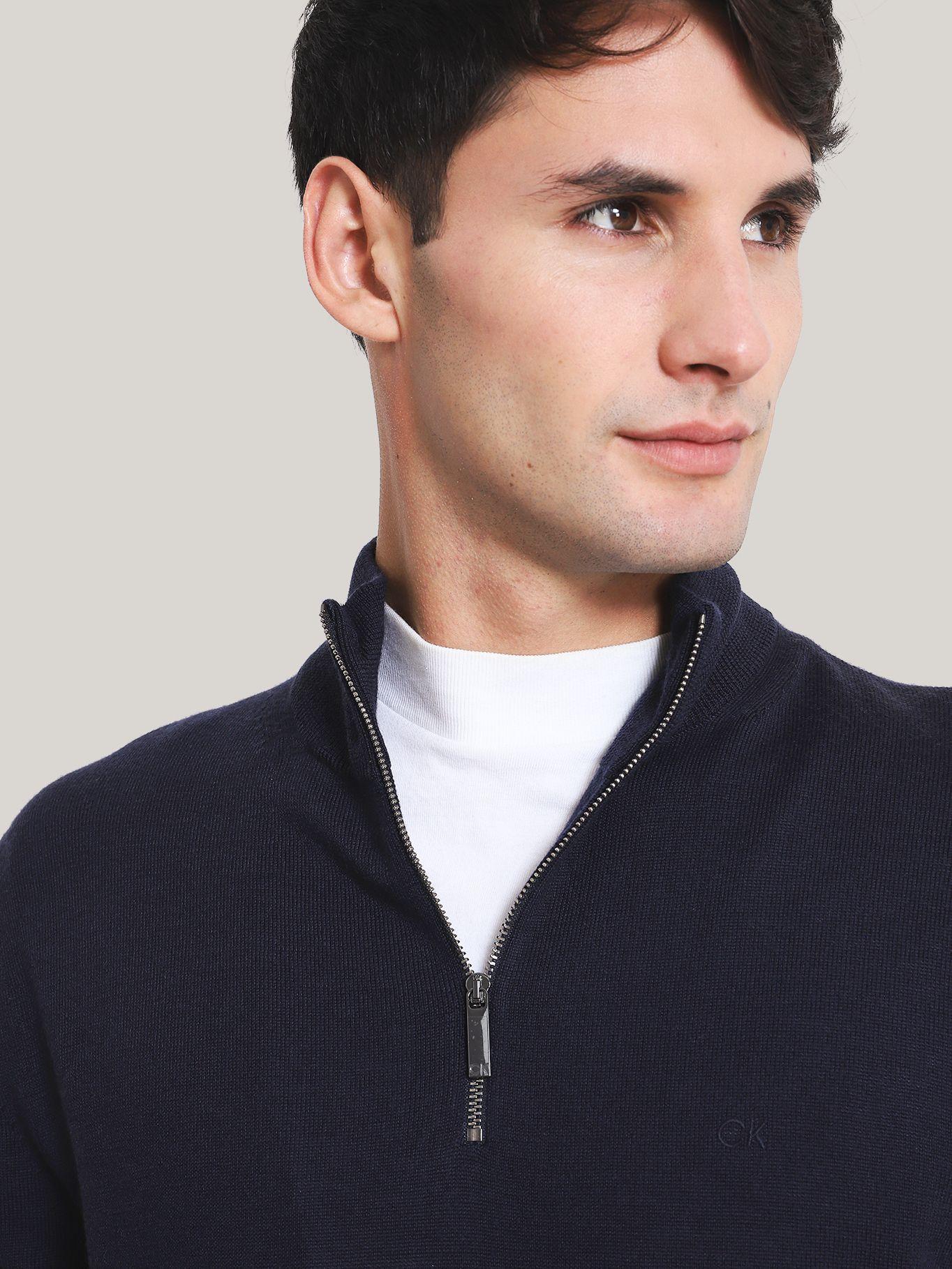 Sweater con Cierre Merino Quarter Azul Calvin Klein-3