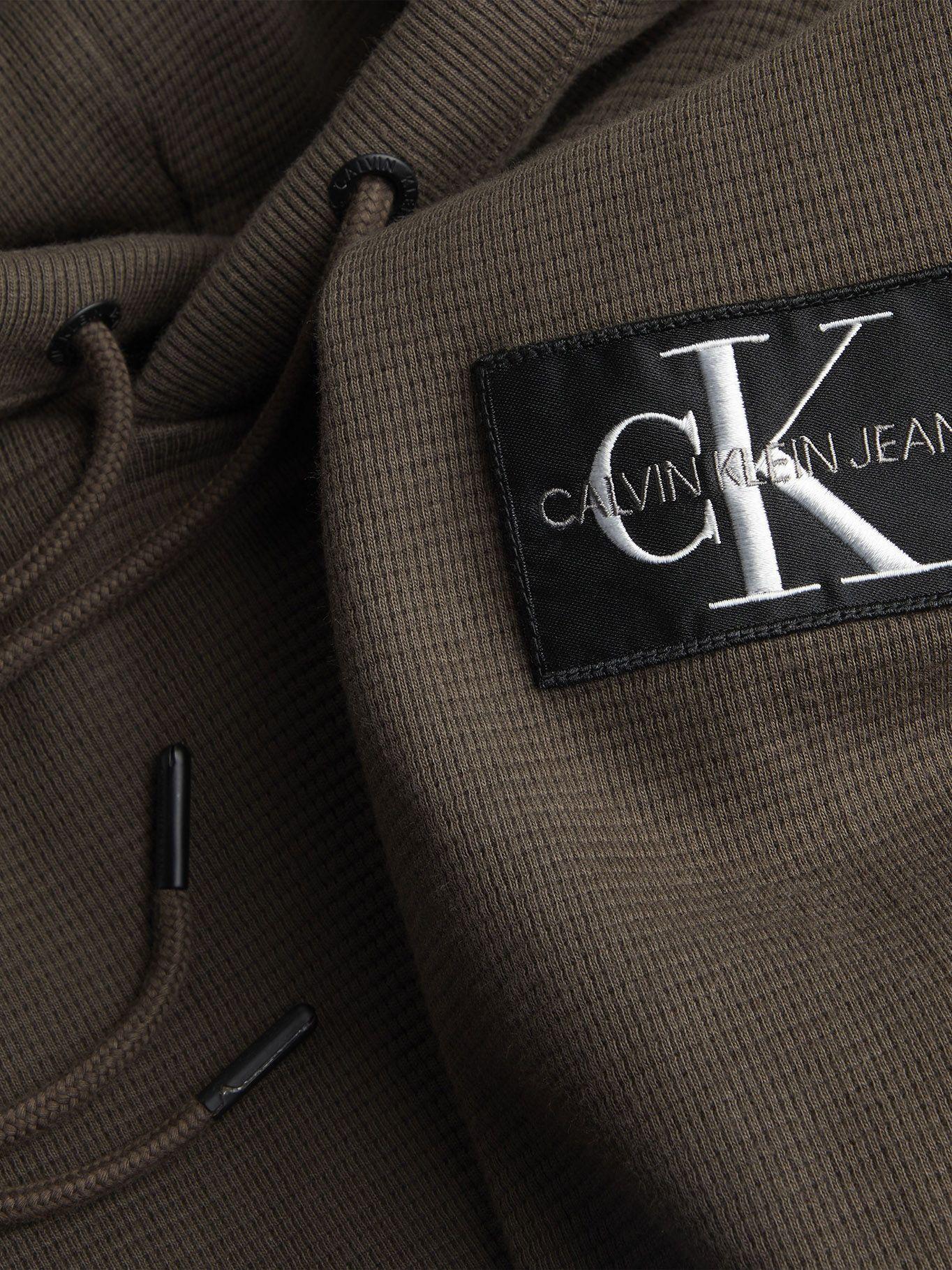 Hoodie Monogram Badge Waffle Verde Calvin Klein-5