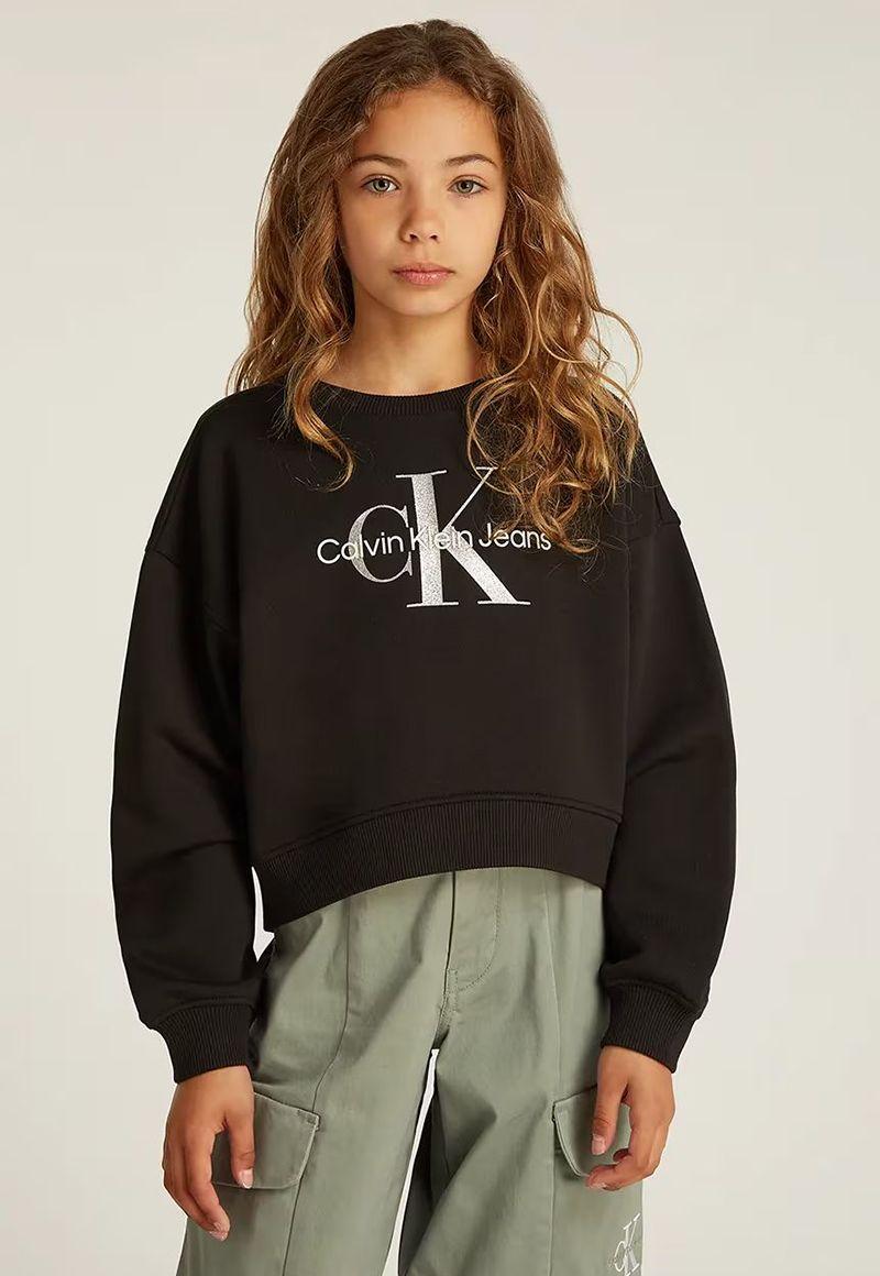 Polerón con logo brillantes de niña Negro Calvin Klein-0