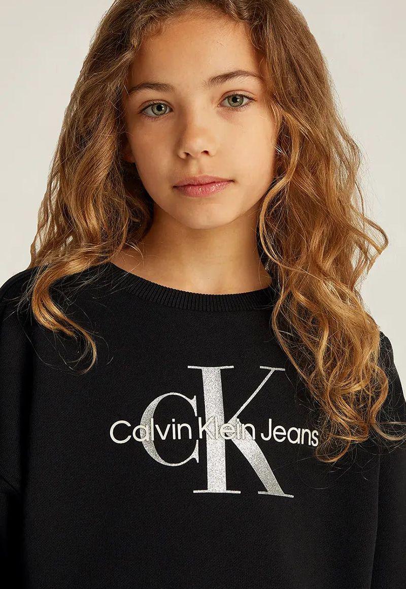 Polerón con logo brillantes de niña Negro Calvin Klein-2