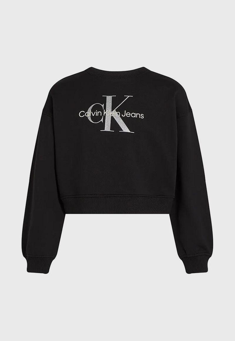 Polerón con logo brillantes de niña Negro Calvin Klein-3