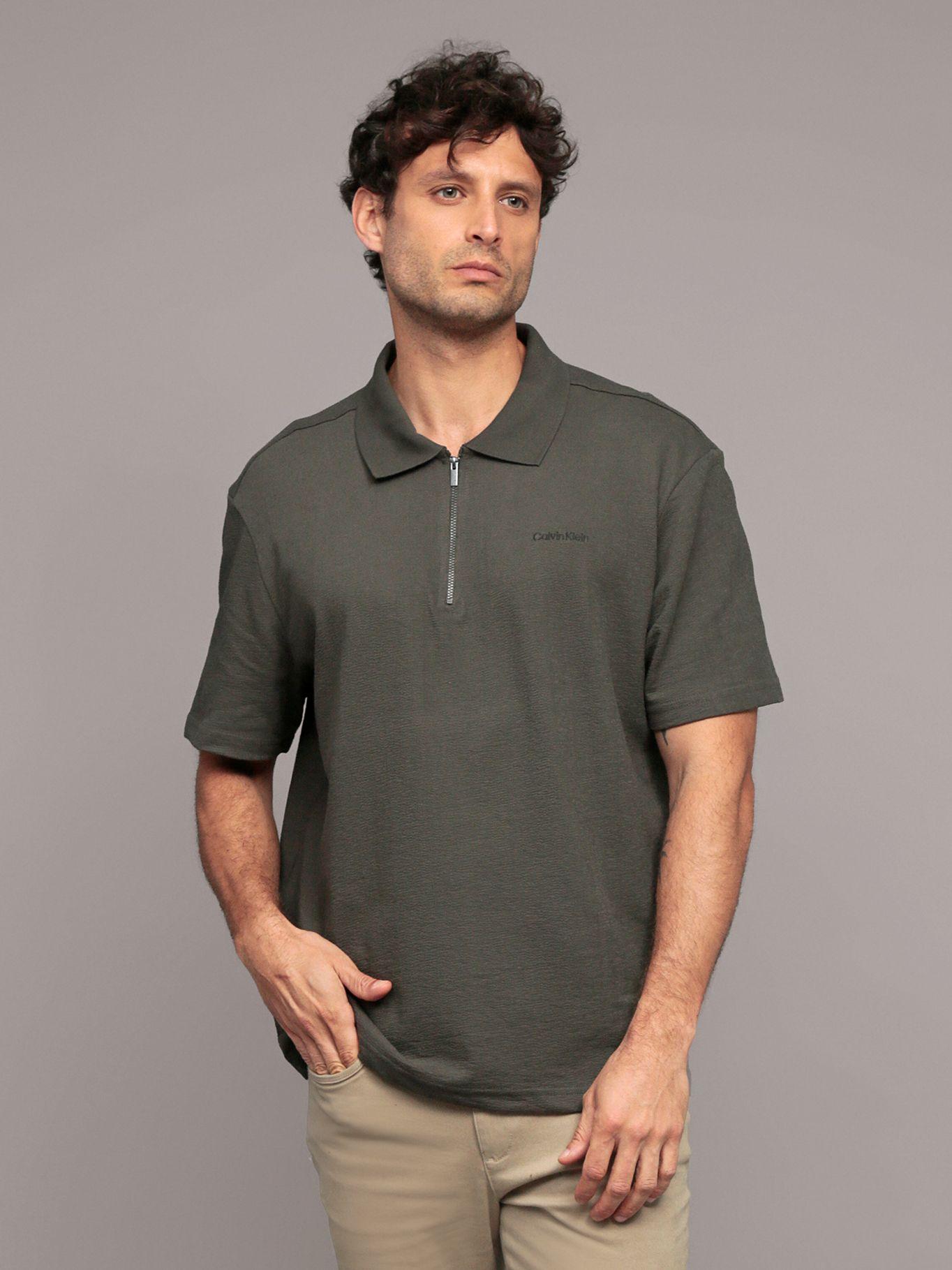 Polo Relaxed Con Tejido Crepe Gris Calvin Klein-0