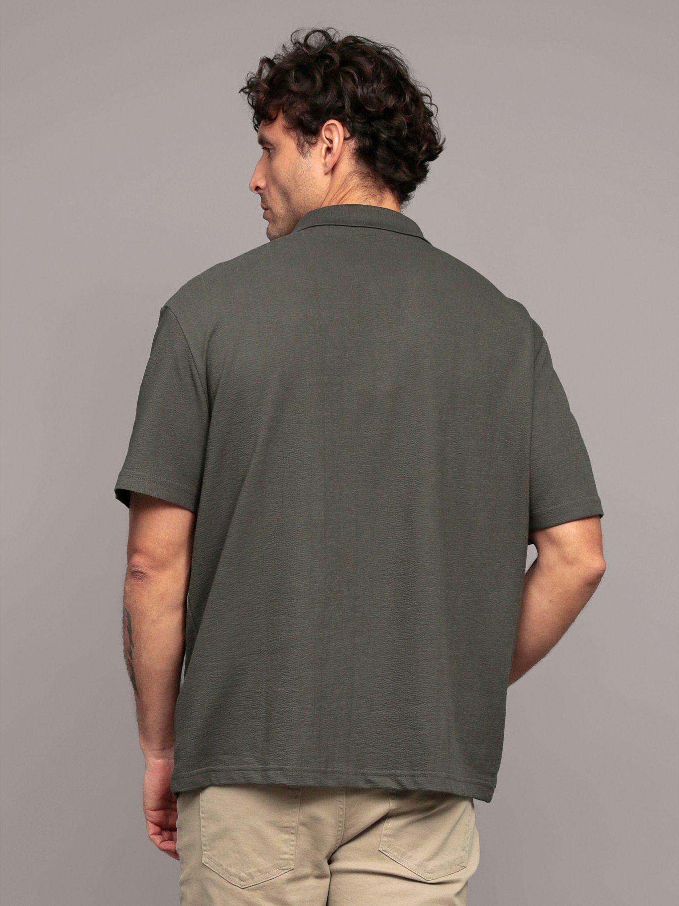 Polo Relaxed Con Tejido Crepe Gris Calvin Klein-3