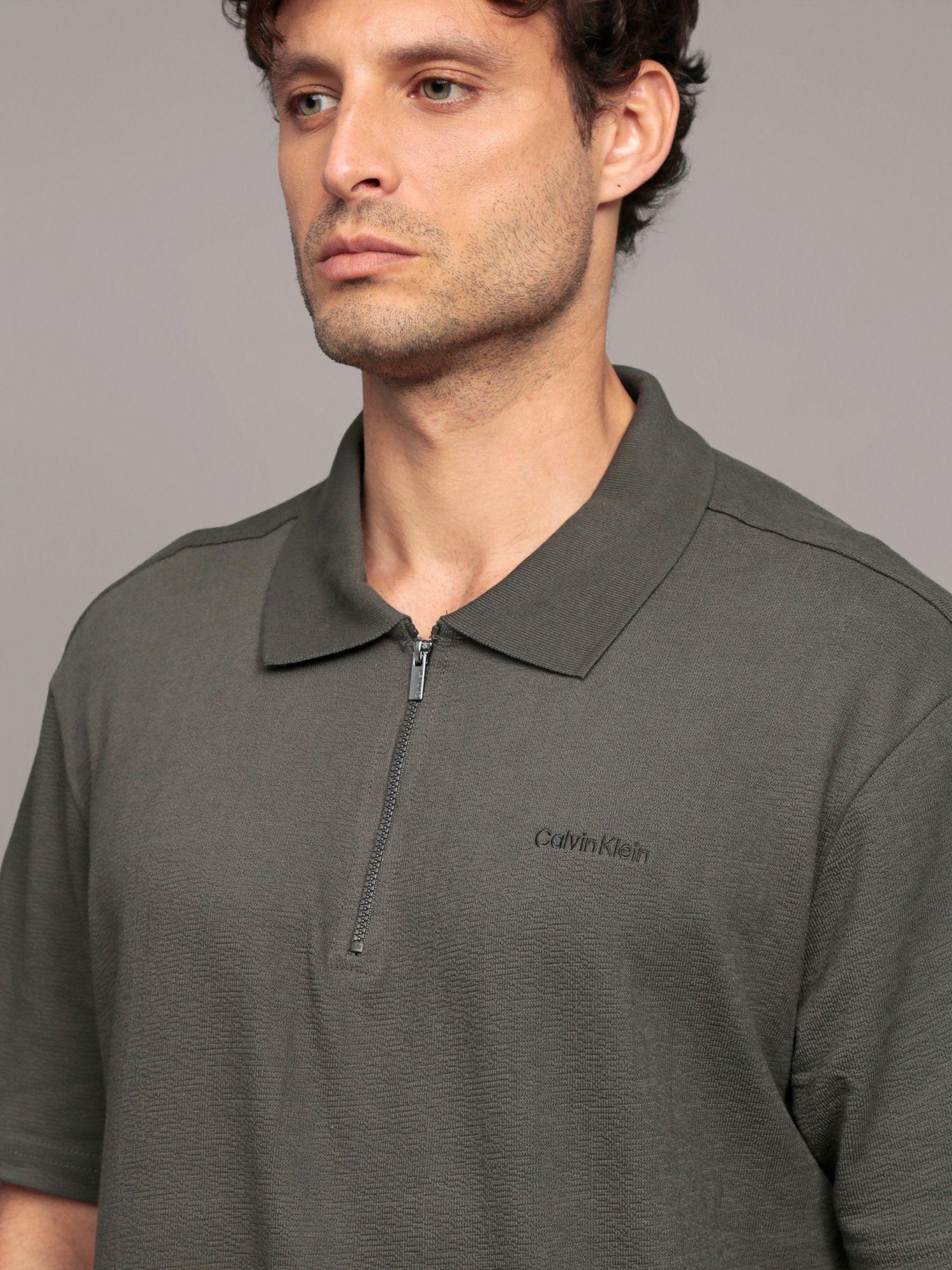 Polo Relaxed Con Tejido Crepe Gris Calvin Klein-4