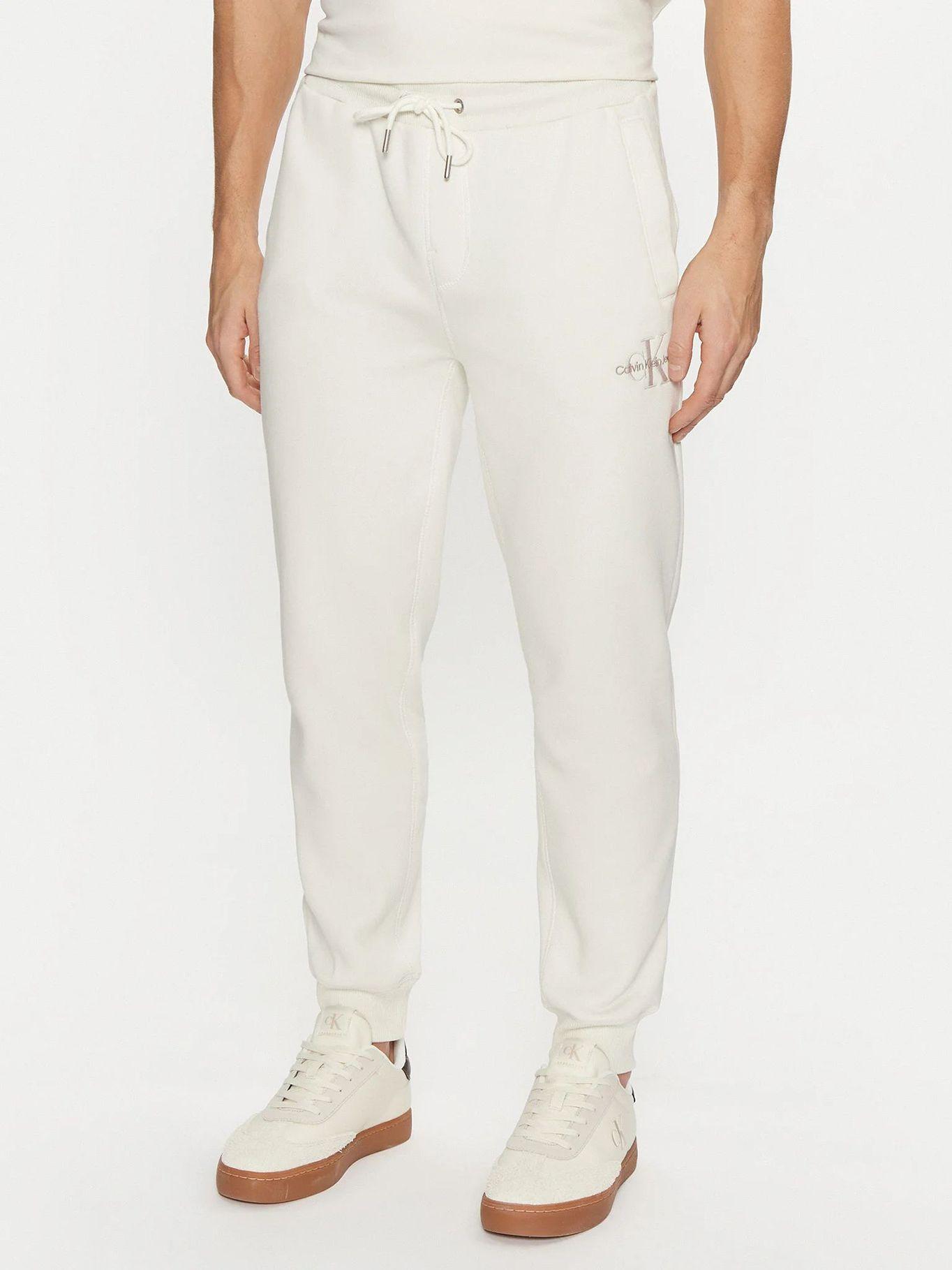 Pantalón de felpa con monograma Blanco Calvin Klein-0