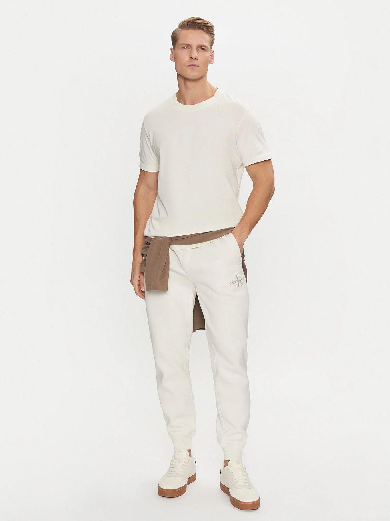 Pantalón de felpa con monograma Blanco Calvin Klein-1