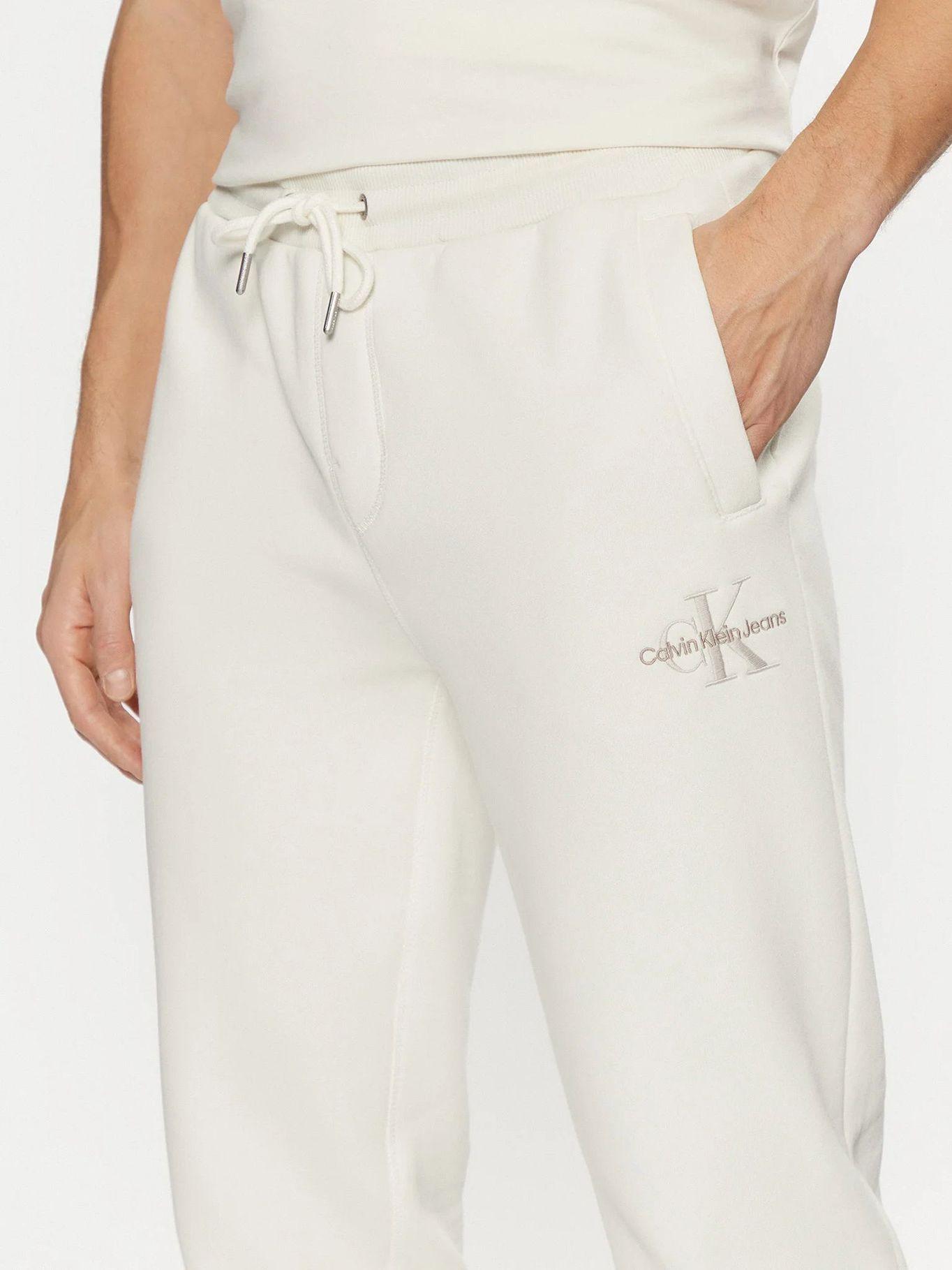 Pantalón de felpa con monograma Blanco Calvin Klein-3