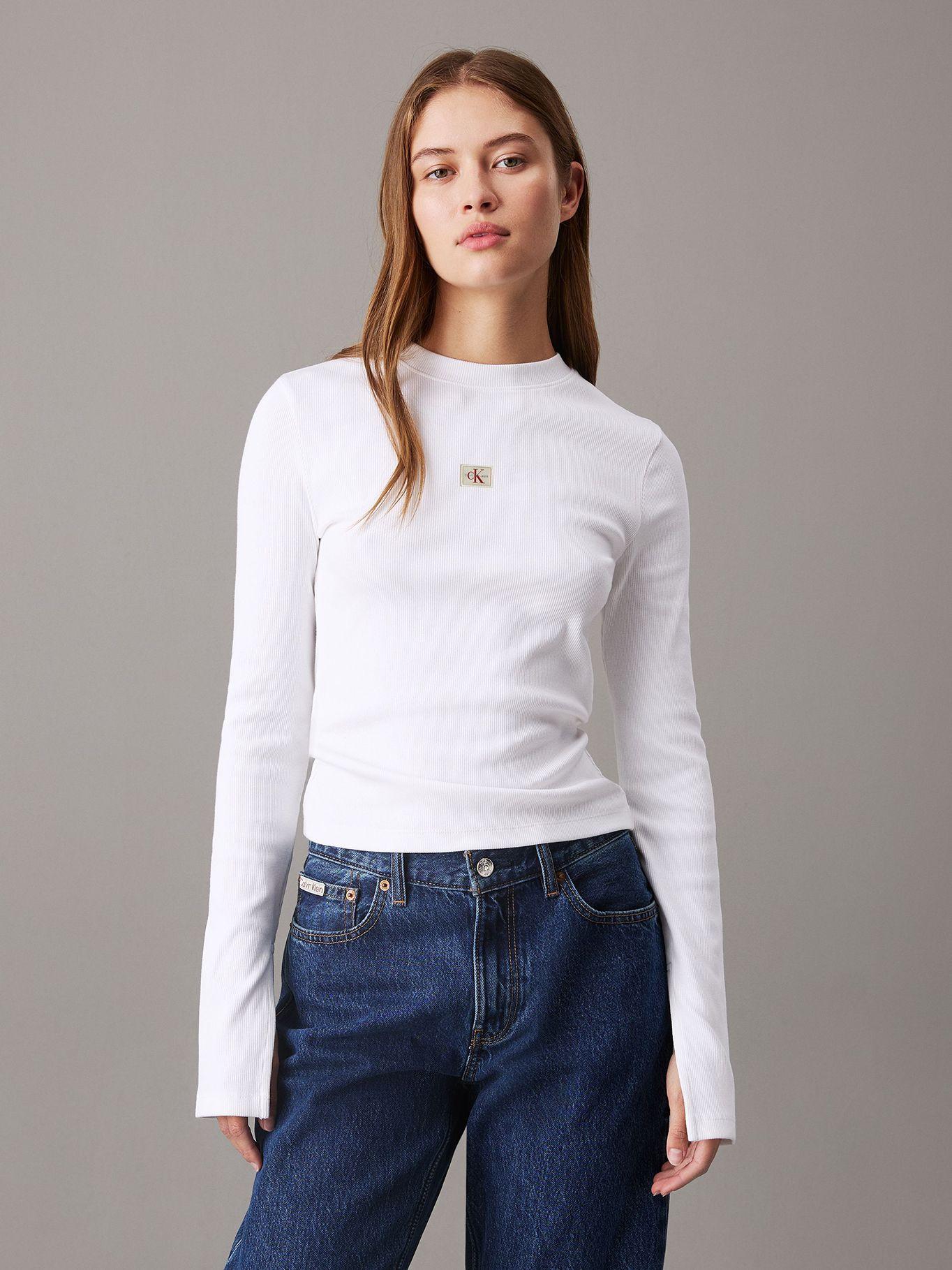 Top slim de canalé de algodón Blanco Calvin Klein-0