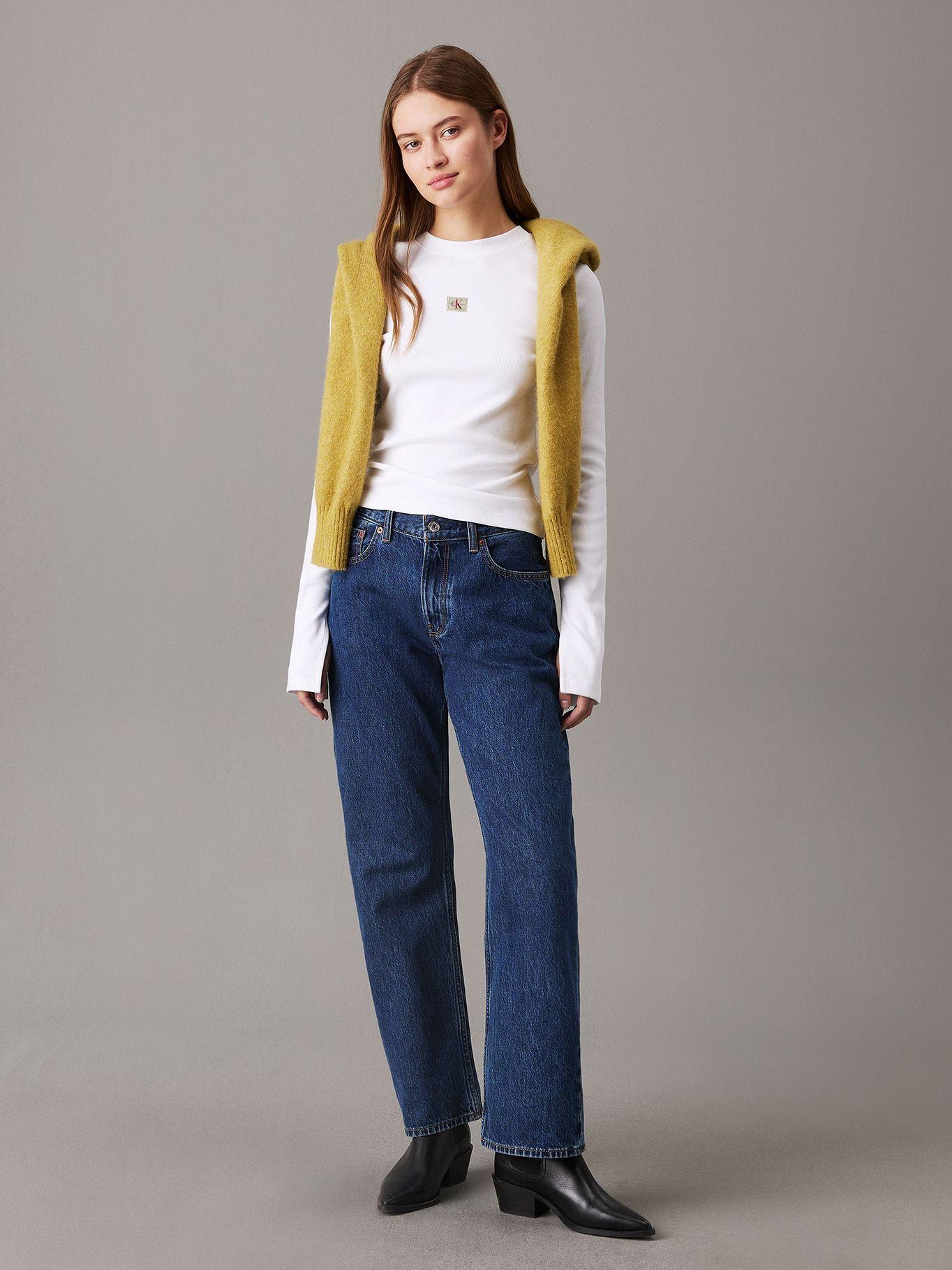 Top slim de canalé de algodón Blanco Calvin Klein-1