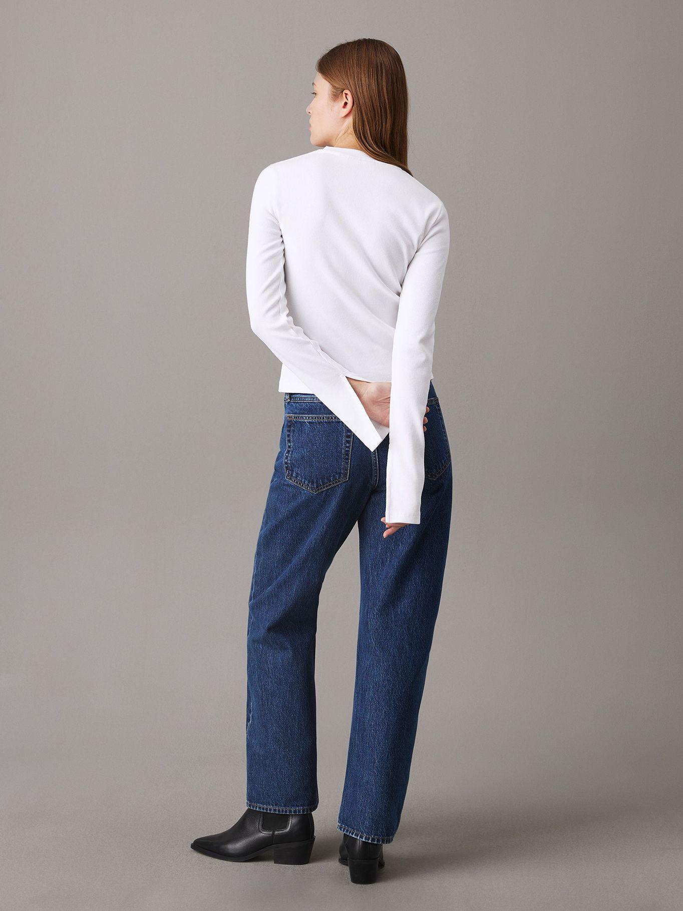 Top slim de canalé de algodón Blanco Calvin Klein-2