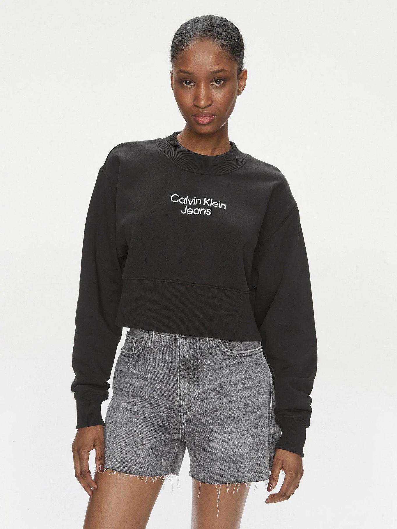 Polerón Stacked Institutional Crew Negro Calvin Klein-0