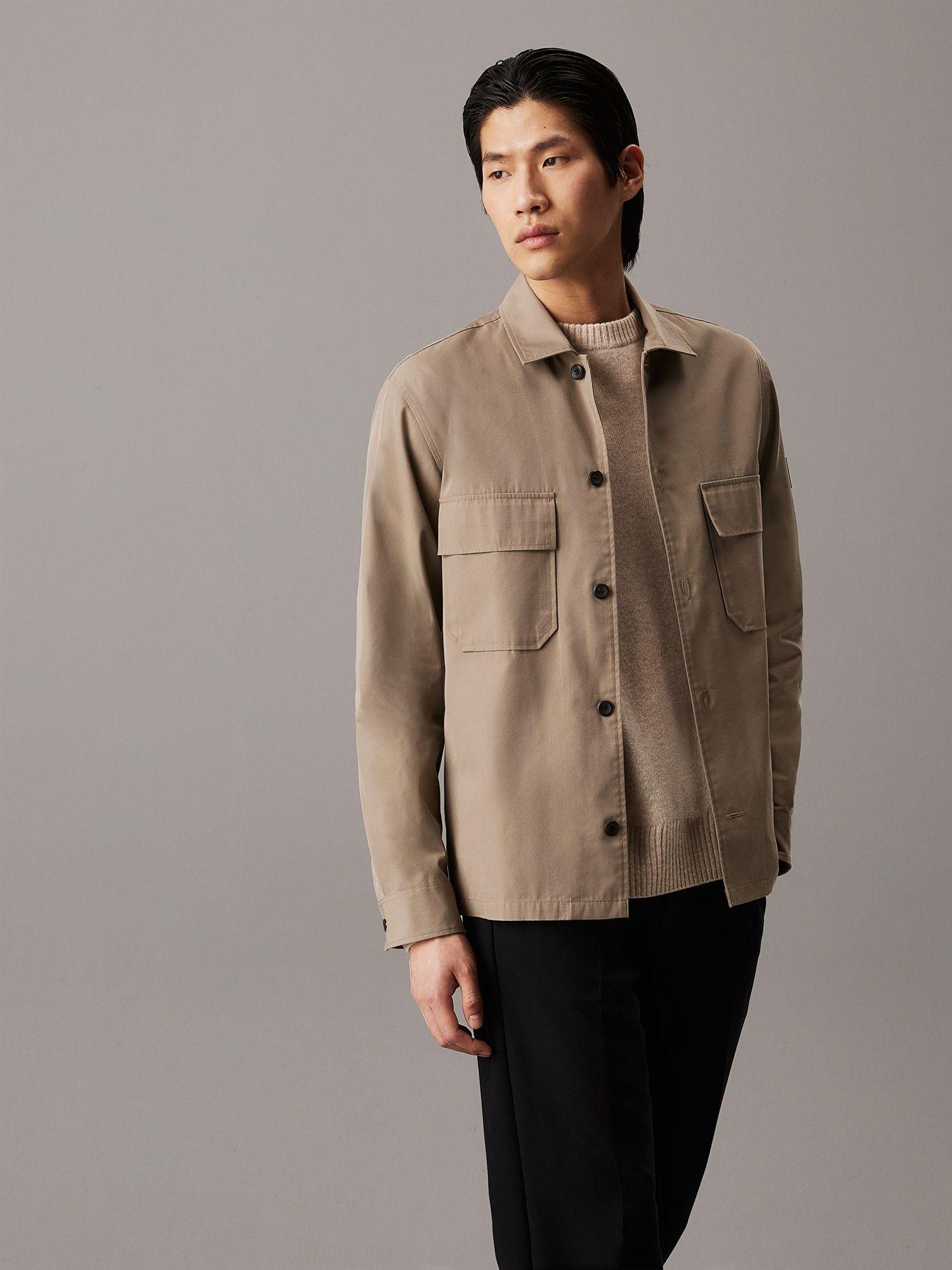 Sobrecamisa de sarga boxy Beige Calvin Klein-0