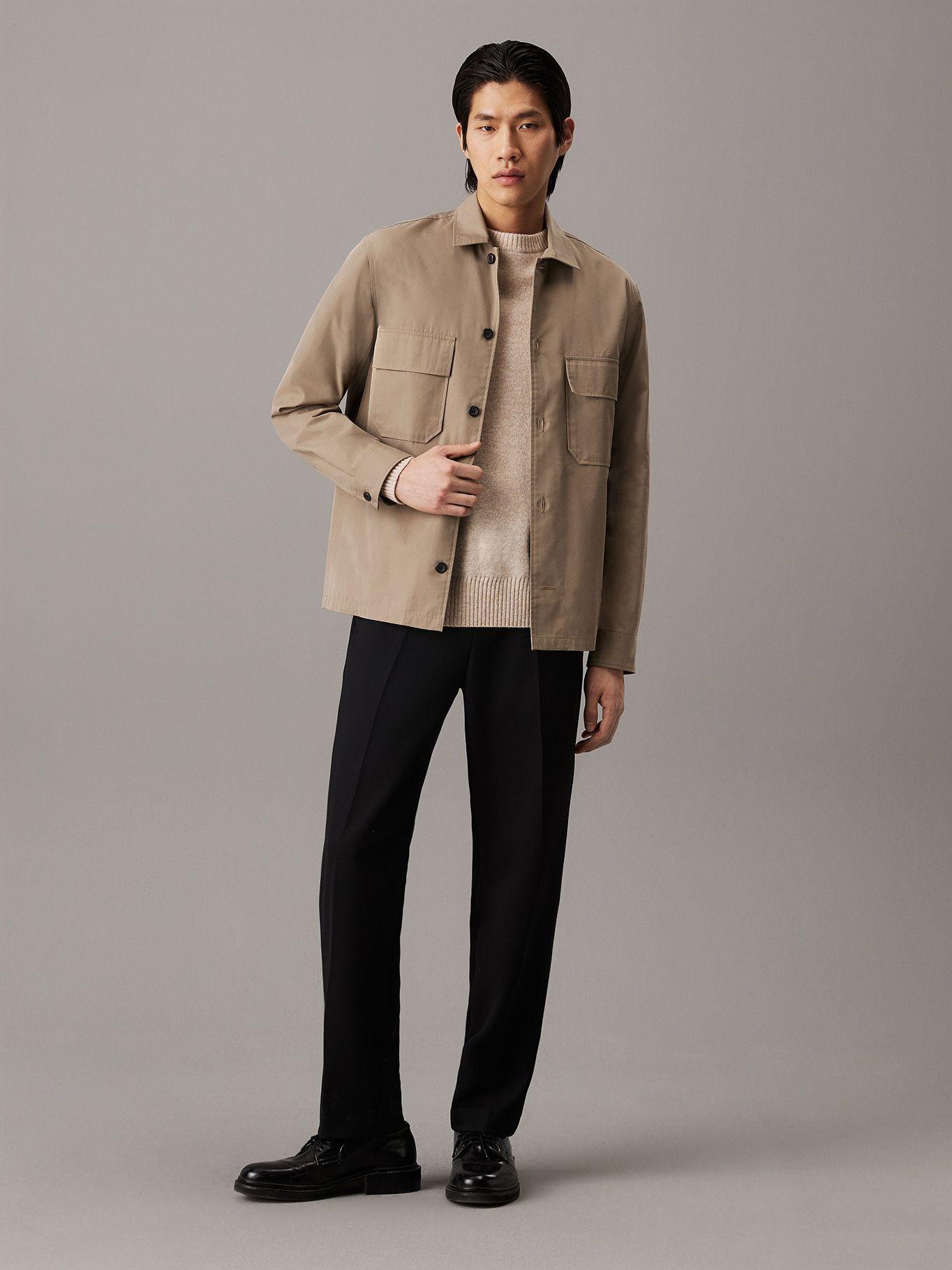 Sobrecamisa de sarga boxy Beige Calvin Klein-1