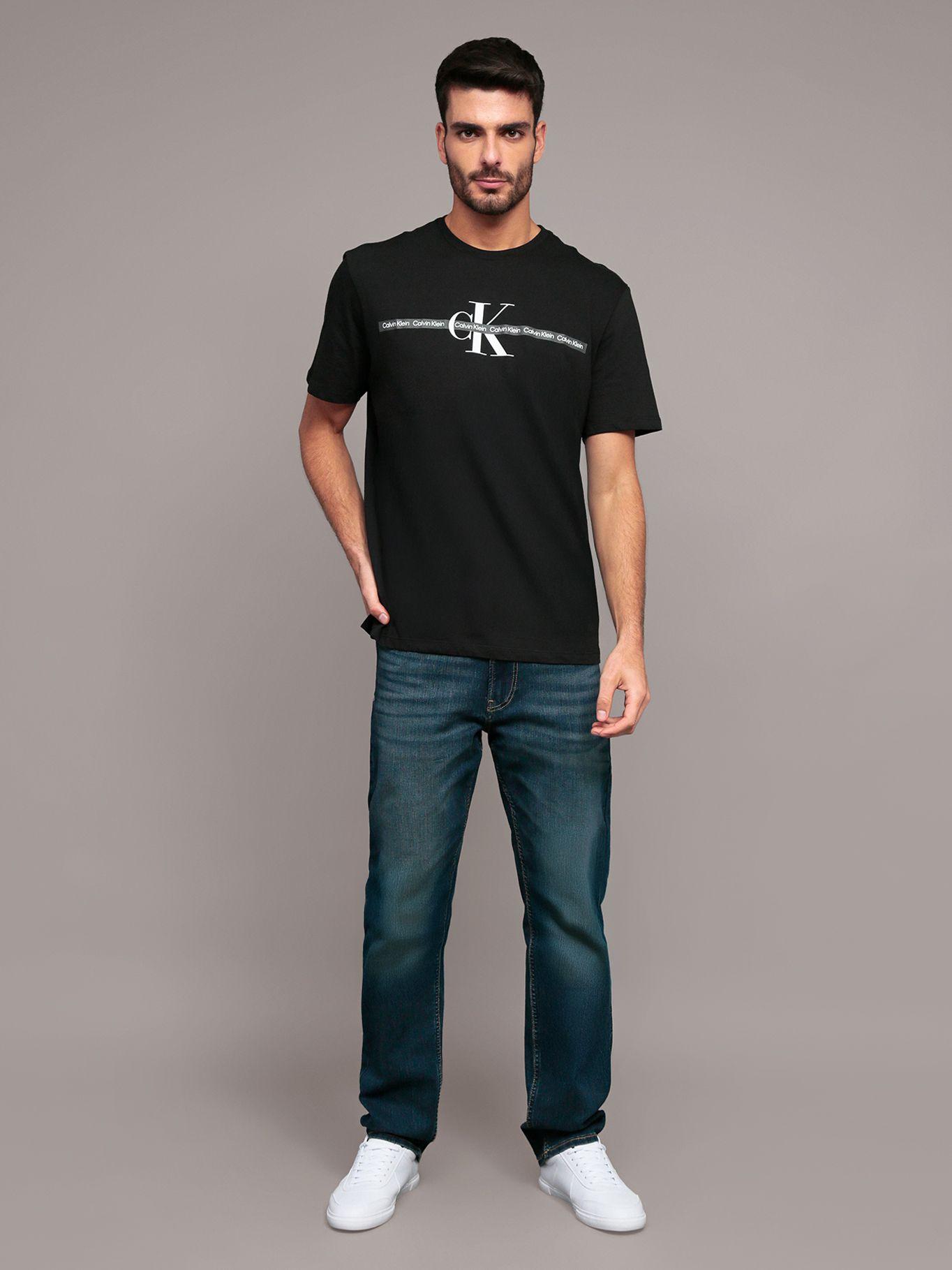 Polera manga corta cinta repetitiva Negro Calvin Klein-1