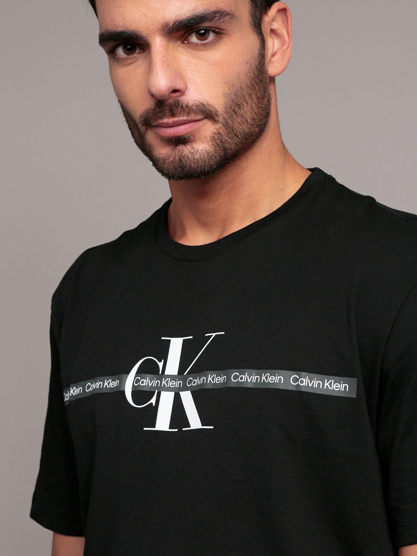 Polera manga corta cinta repetitiva Negro Calvin Klein-4