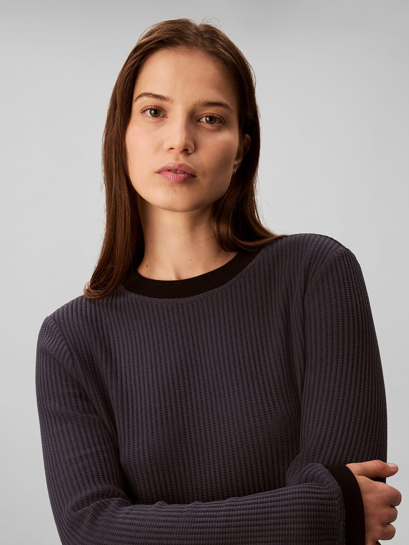 Polera Manga Larga Tejido Acanalado Azul Calvin Klein-4