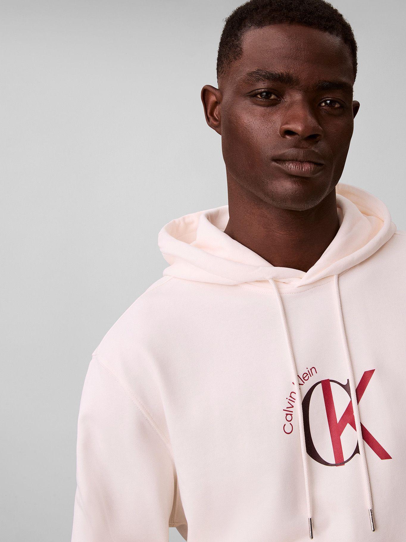 Polerón con Gorro Estampado Gráfico Blanco Calvin Klein-4