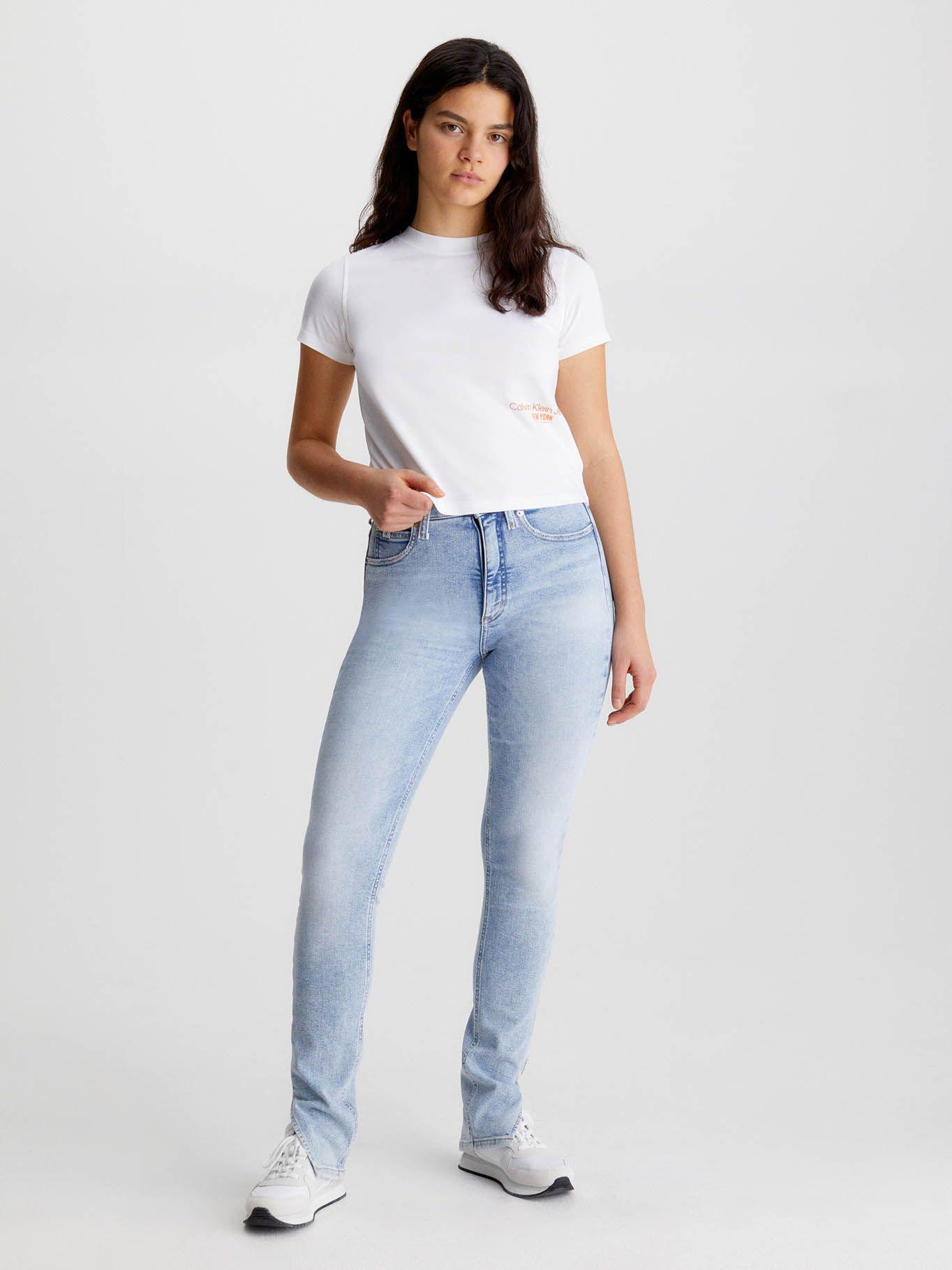 Camiseta Cropped con logo Blanco Calvin Klein-1