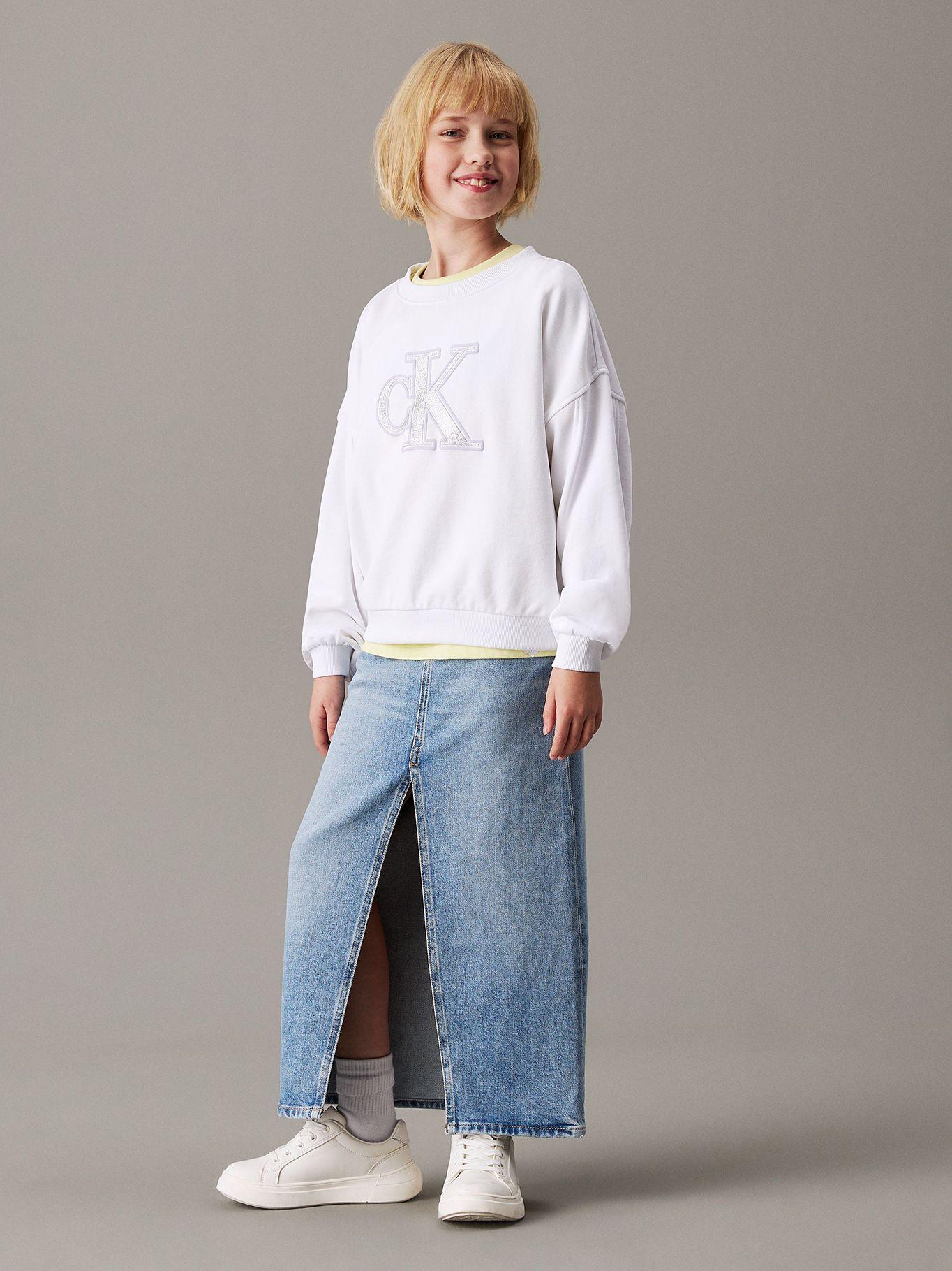 Polerón Niña Suelto Con Logo Blanco Calvin Klein-1