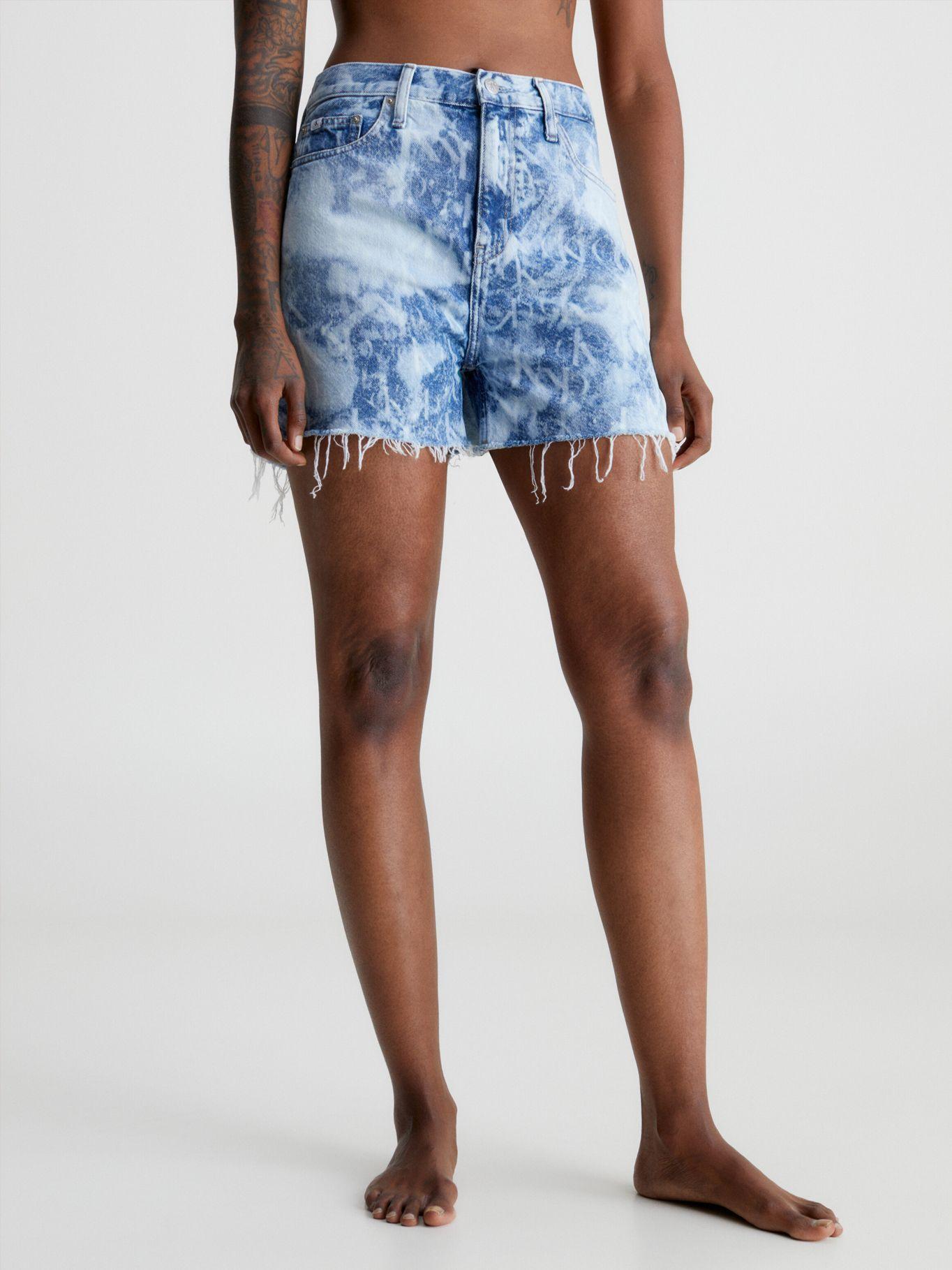 Short Bleached Denim Azul Calvin Klein-0