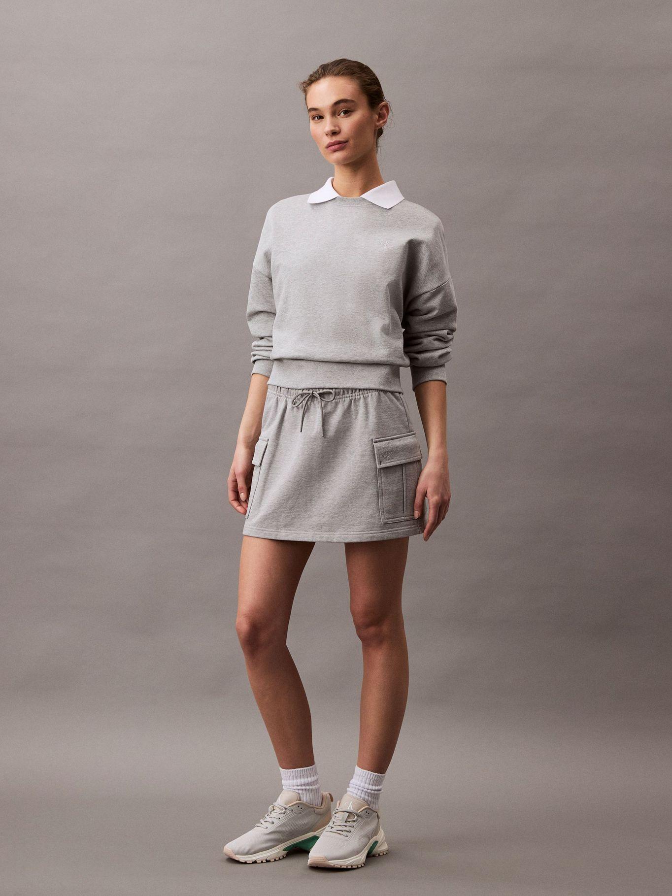 Minifalda Cargo de Felpa de Algodón Gris Calvin Klein-1