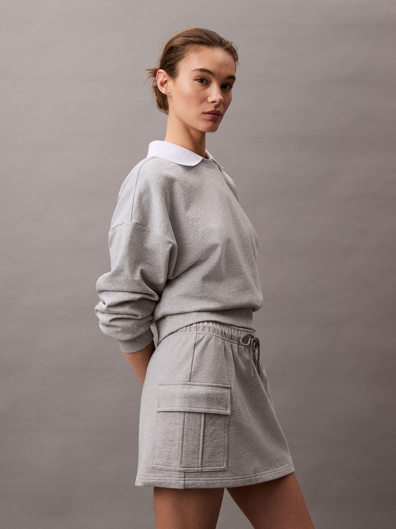 Minifalda Cargo de Felpa de Algodón Gris Calvin Klein-3