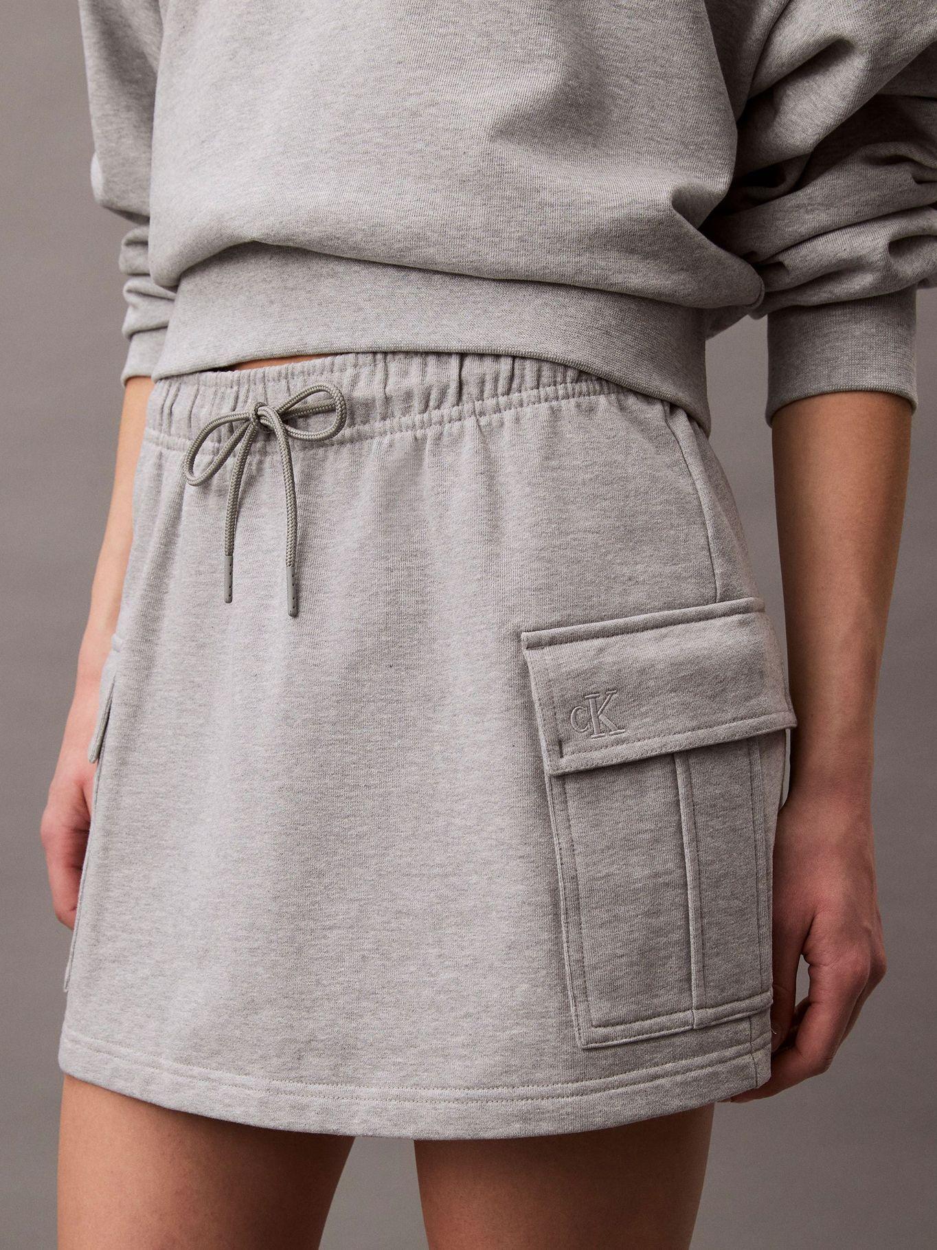 Minifalda Cargo de Felpa de Algodón Gris Calvin Klein-1