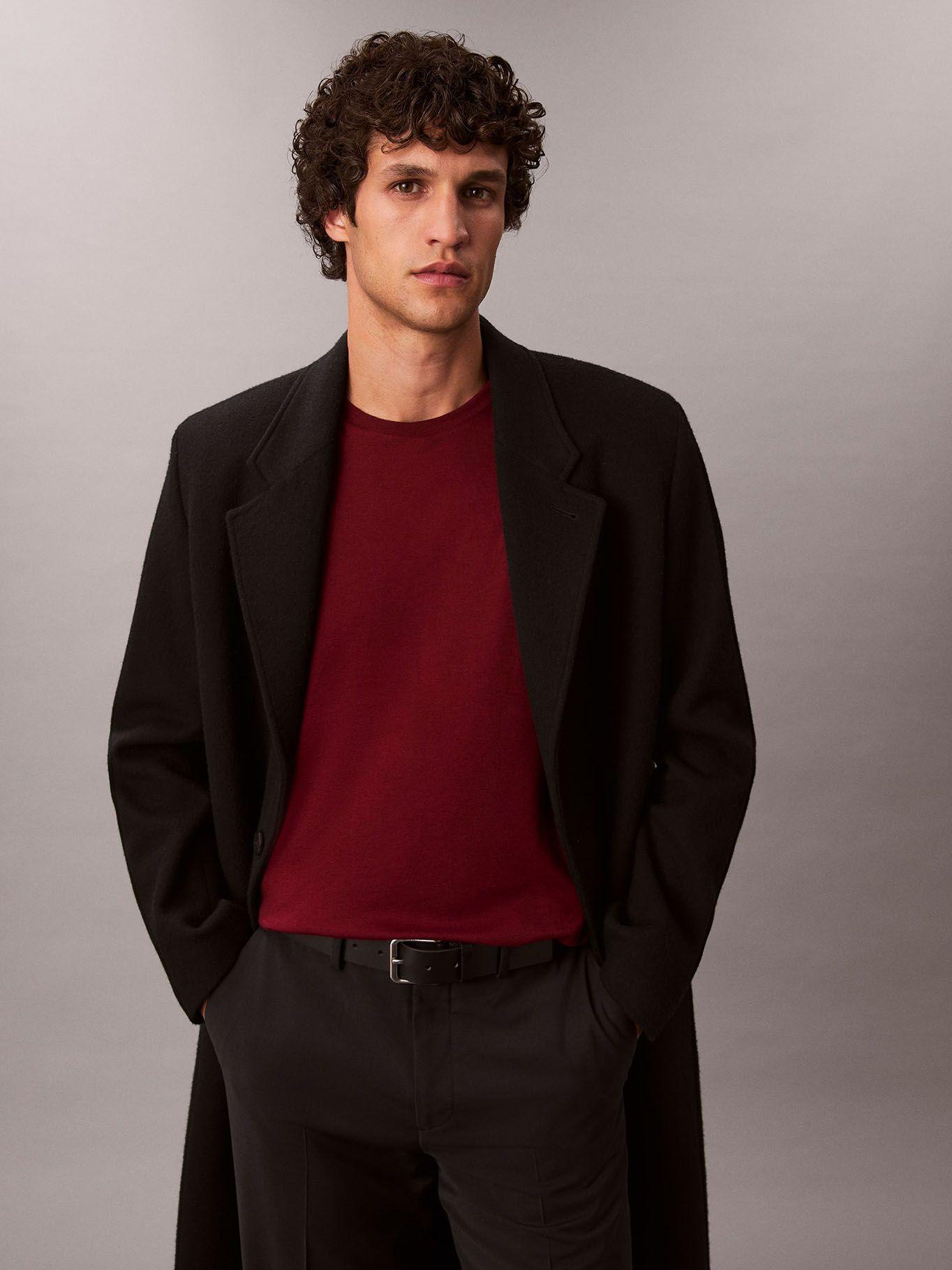 Polera Logo Bordado Algodón Supima Burdeo Calvin Klein-4