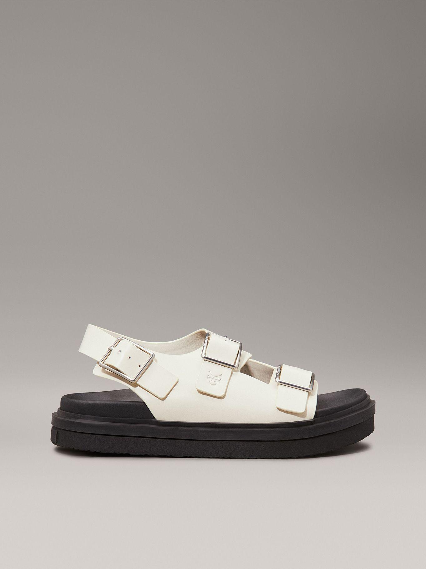 Sandalias de Cuero con Hebilla Beige Calvin Klein Mujer-4