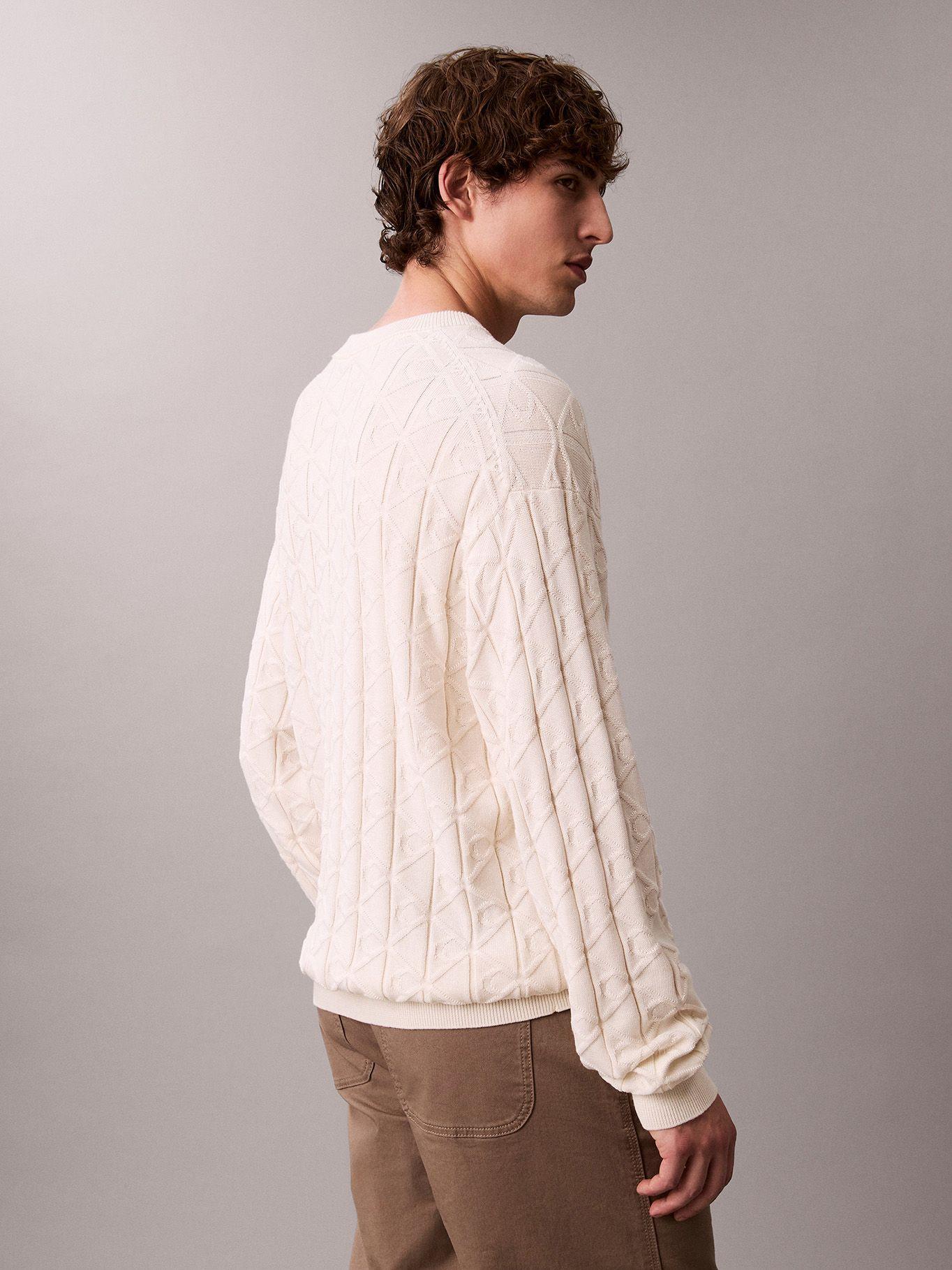 Sweater con Textura de Monograma Beige Calvin Klein-2