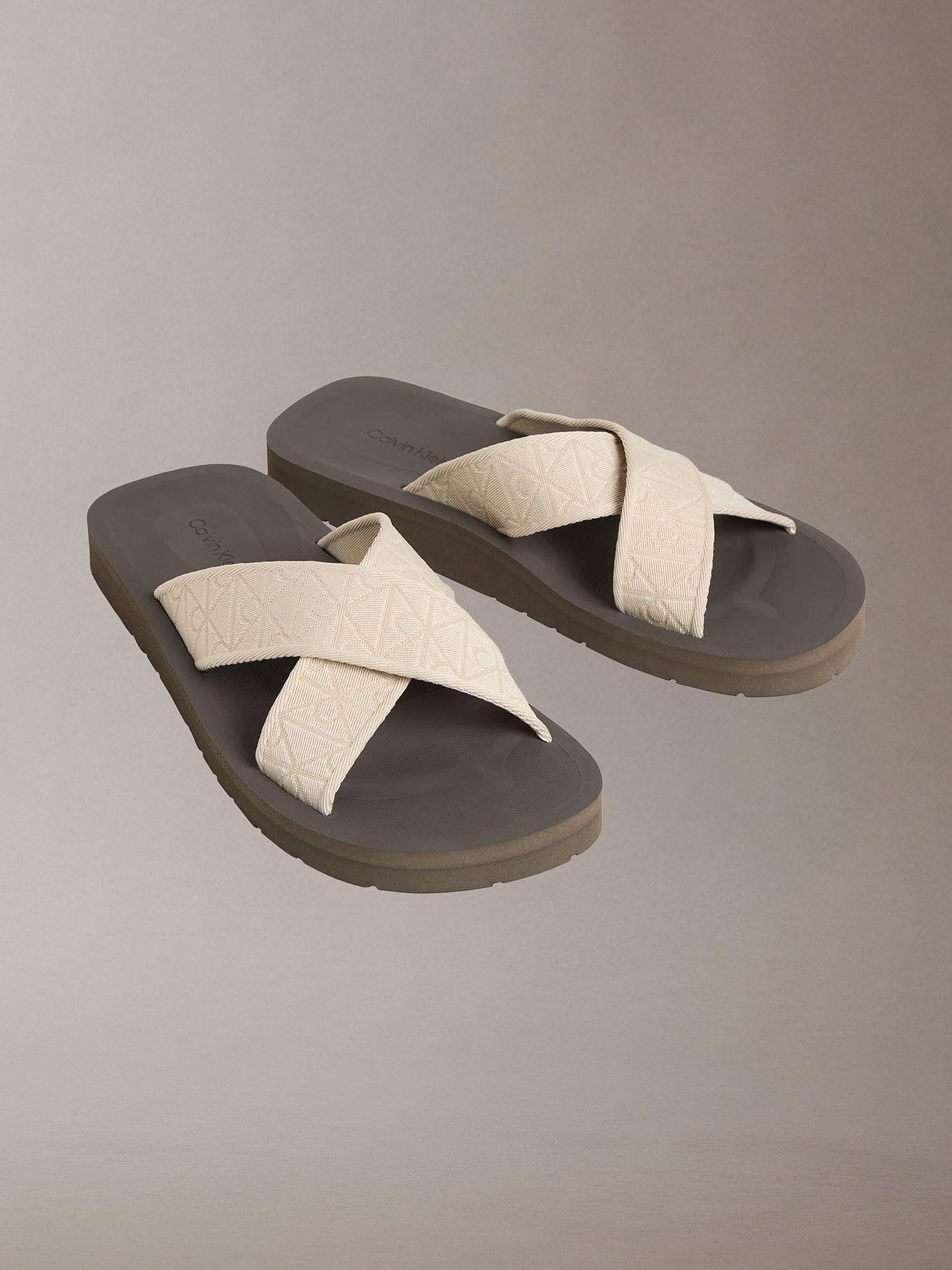 Sandalias Tiras Estampado Emblema Crema Calvin Klein-0