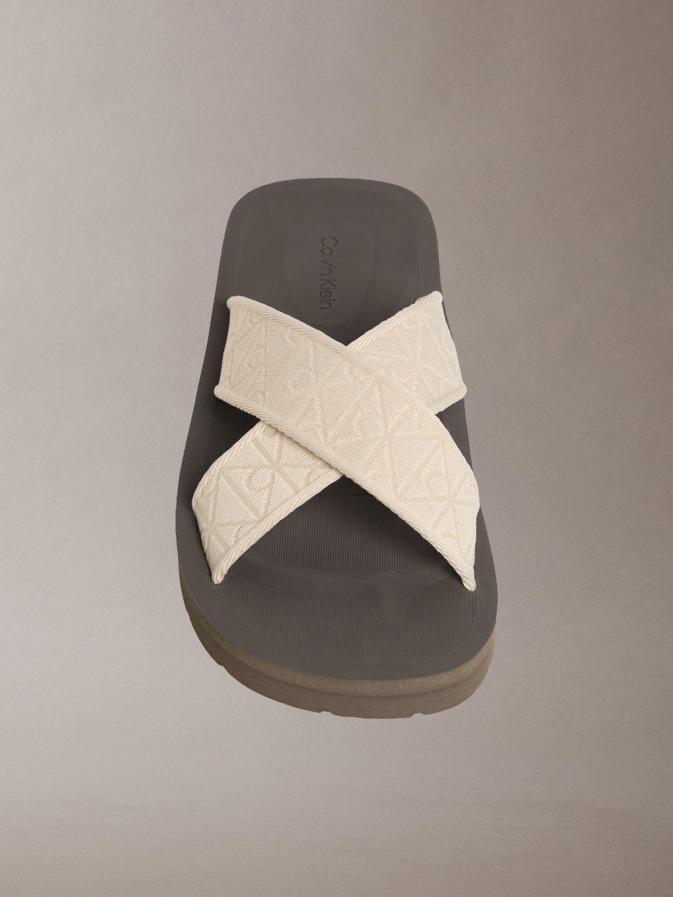 Sandalias Tiras Estampado Emblema Crema Calvin Klein-2