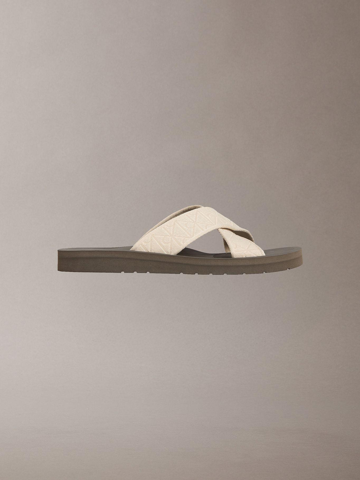 Sandalias Tiras Estampado Emblema Crema Calvin Klein-4