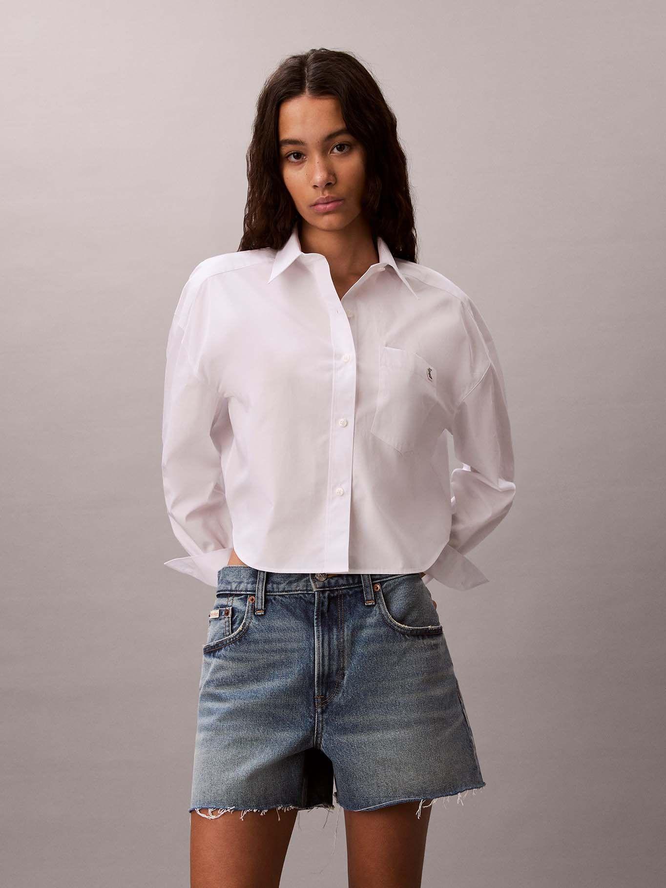 Camisa Cropped de Popelina Blanco Calvin Klein-3