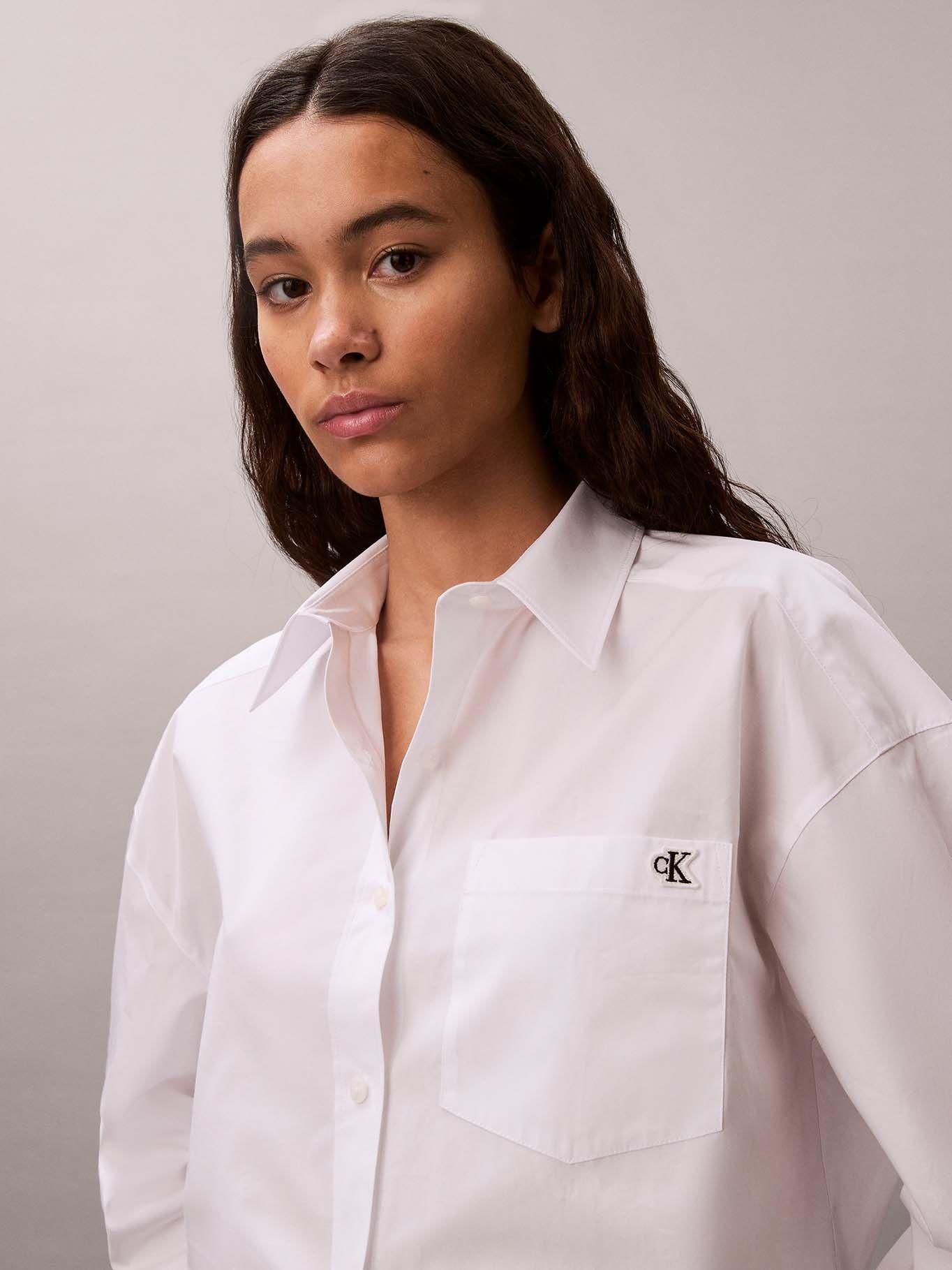 Camisa Cropped de Popelina Blanco Calvin Klein-4
