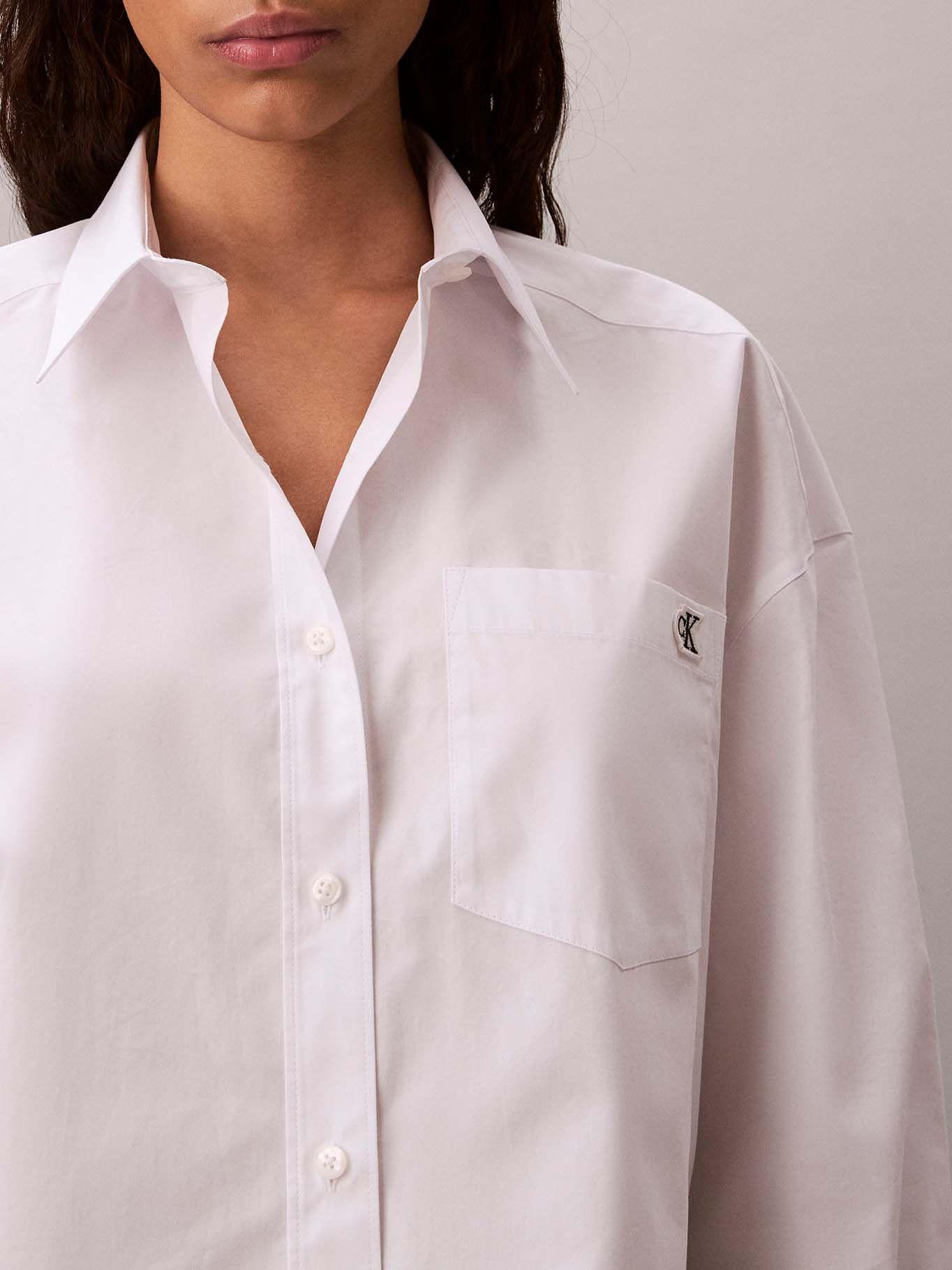 Camisa Cropped de Popelina Blanco Calvin Klein-5