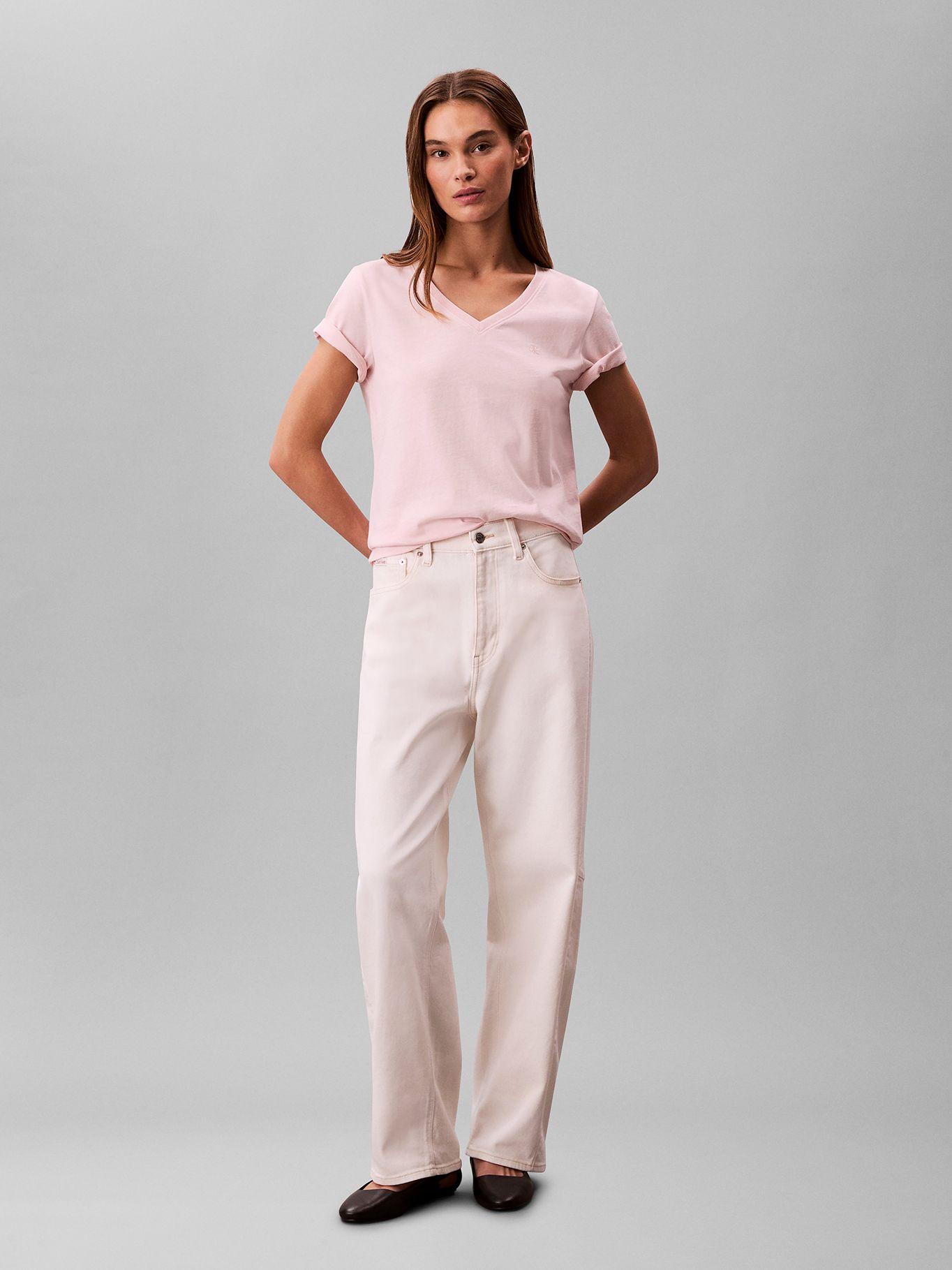 Polera y Cuello en V y Logo Archive Rosado Calvin Klein-1