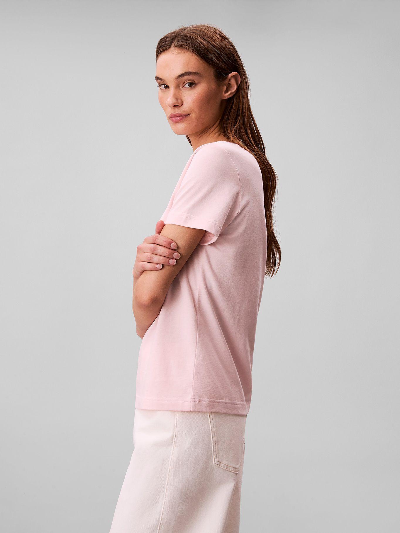 Polera y Cuello en V y Logo Archive Rosado Calvin Klein-3