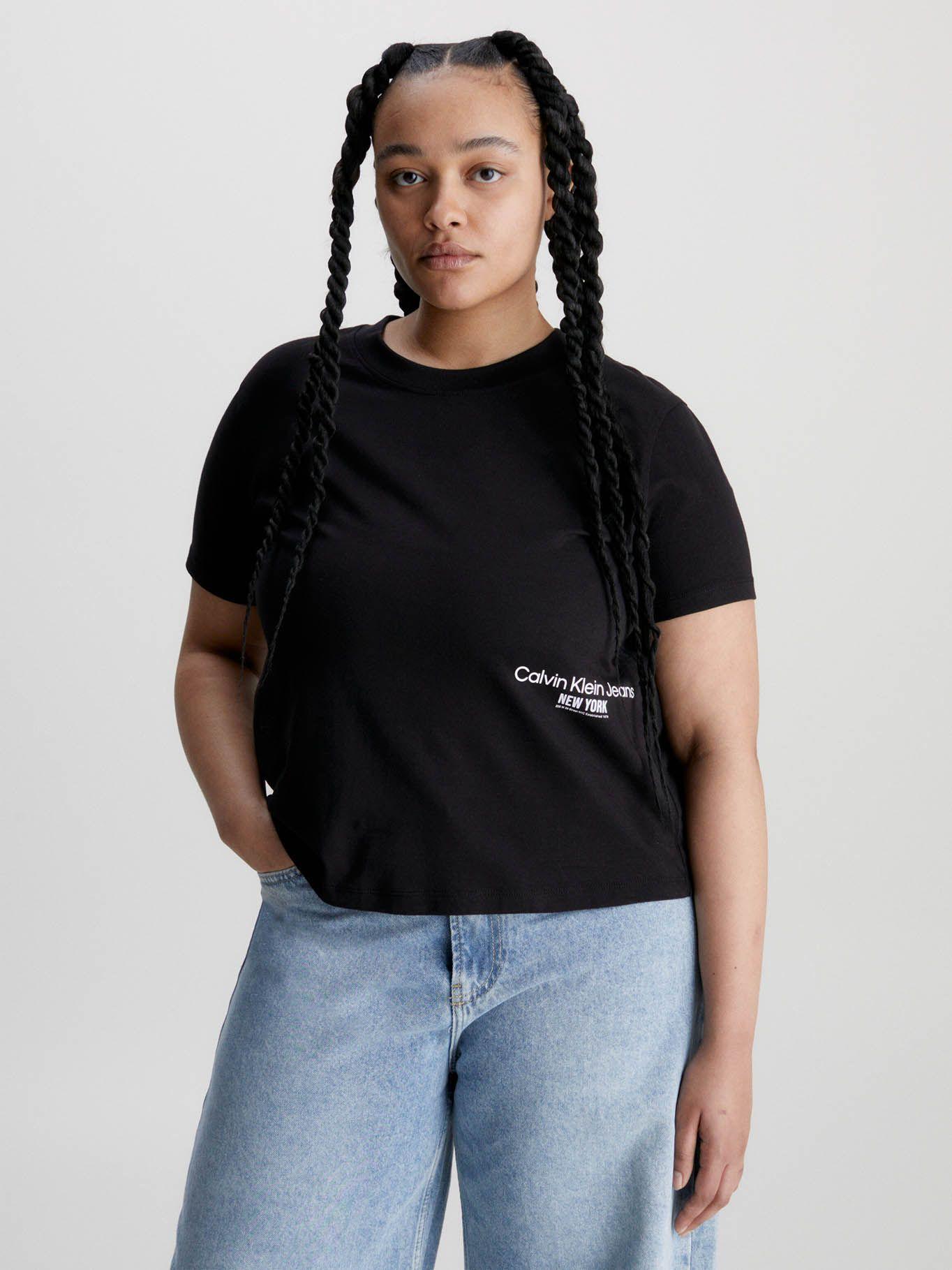 Camiseta Cropped con logo Negro Calvin Klein-4