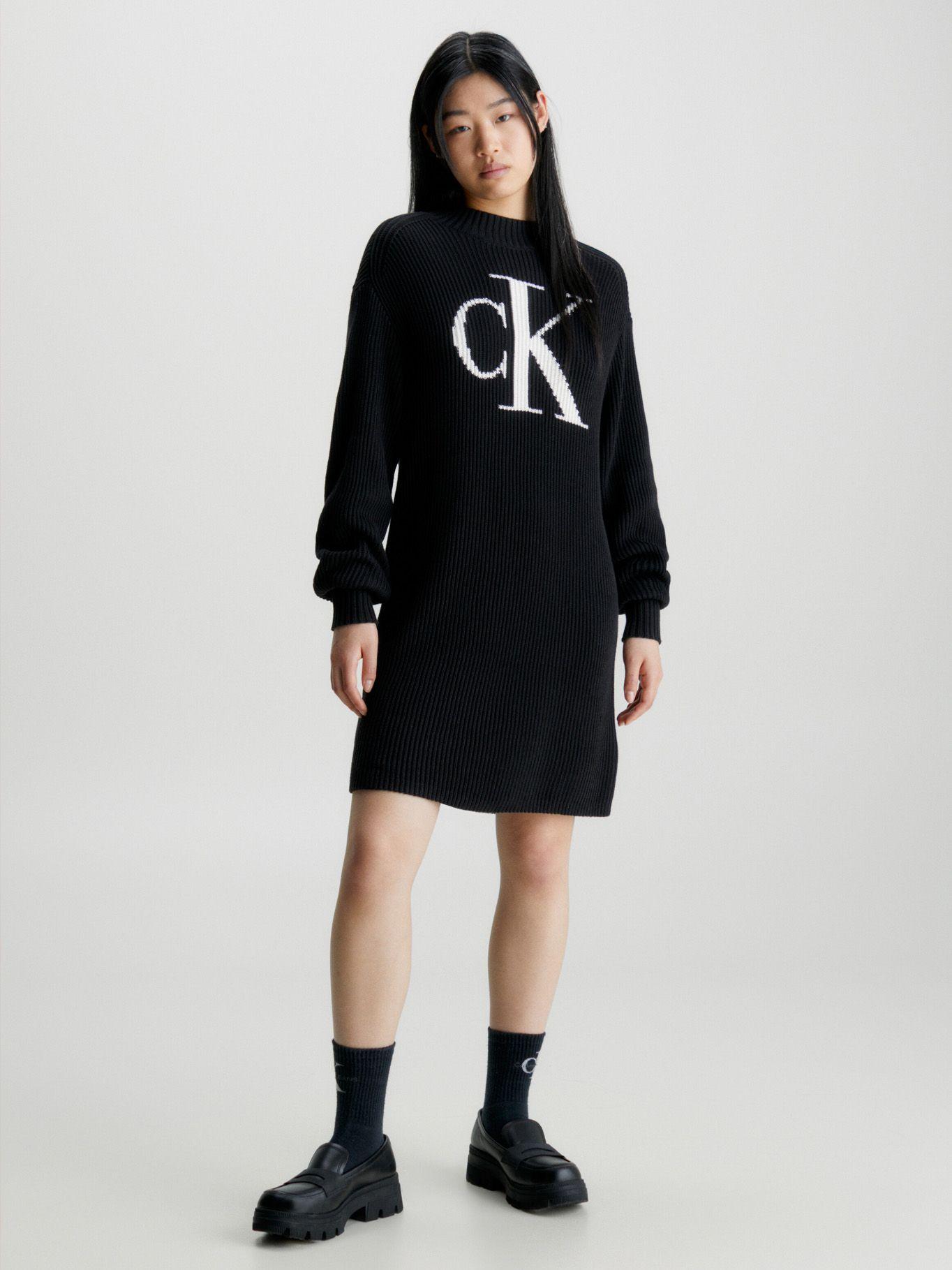 Vestido Sweater Ck Intarsia Negro Calvin Klein-0