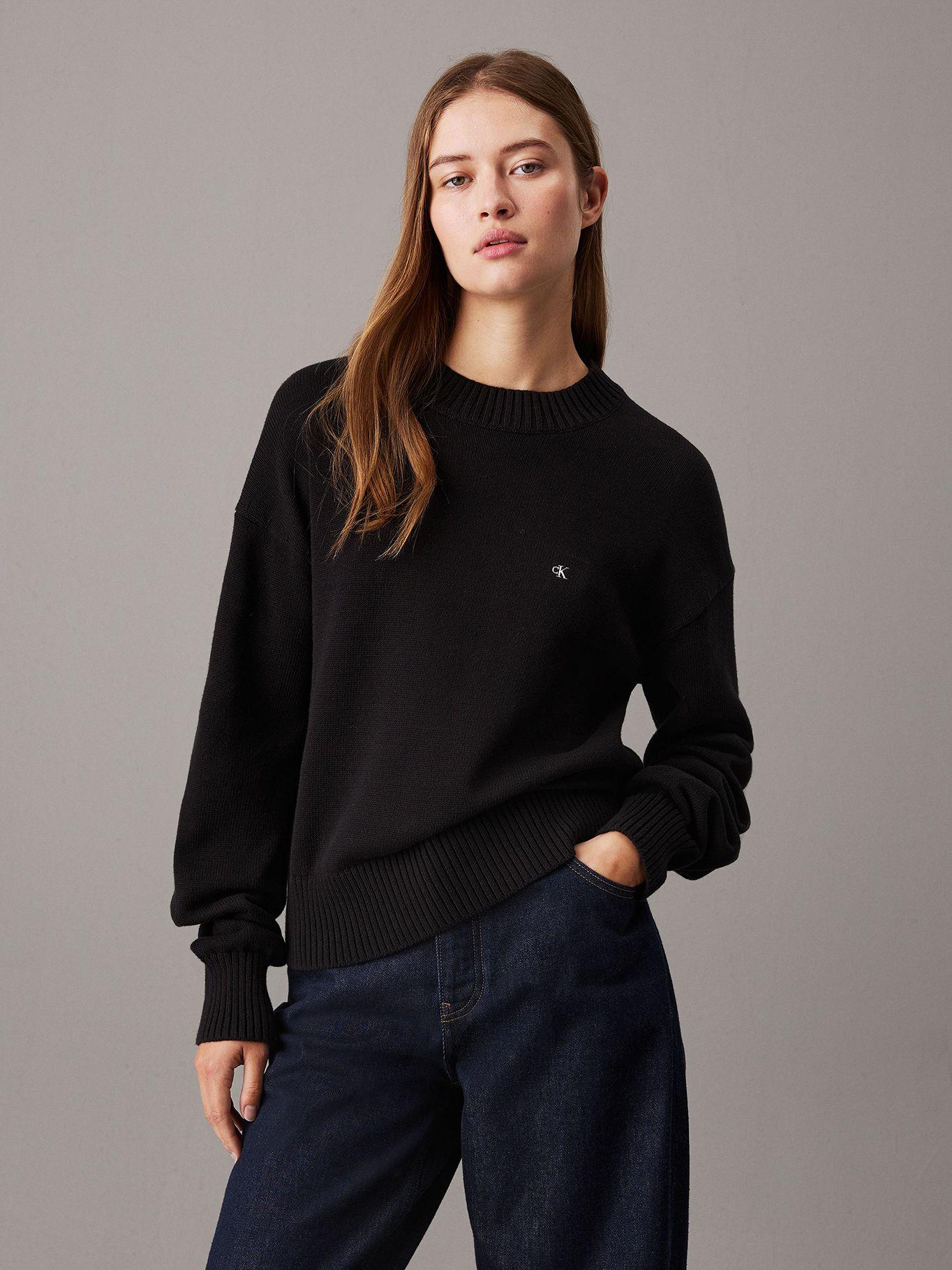 Sweater de algodón con monograma Negro Calvin Klein-0