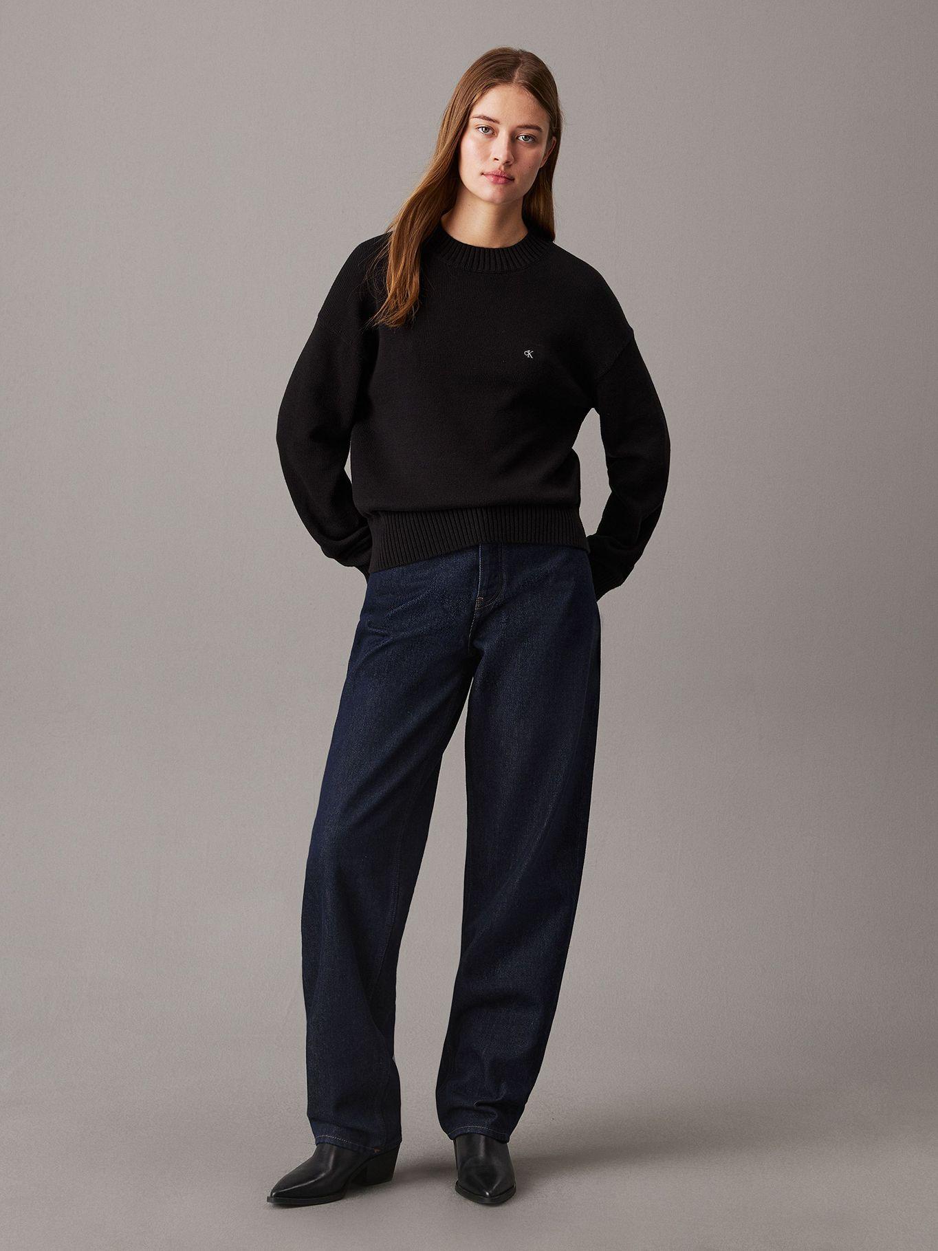 Sweater de algodón con monograma Negro Calvin Klein-1