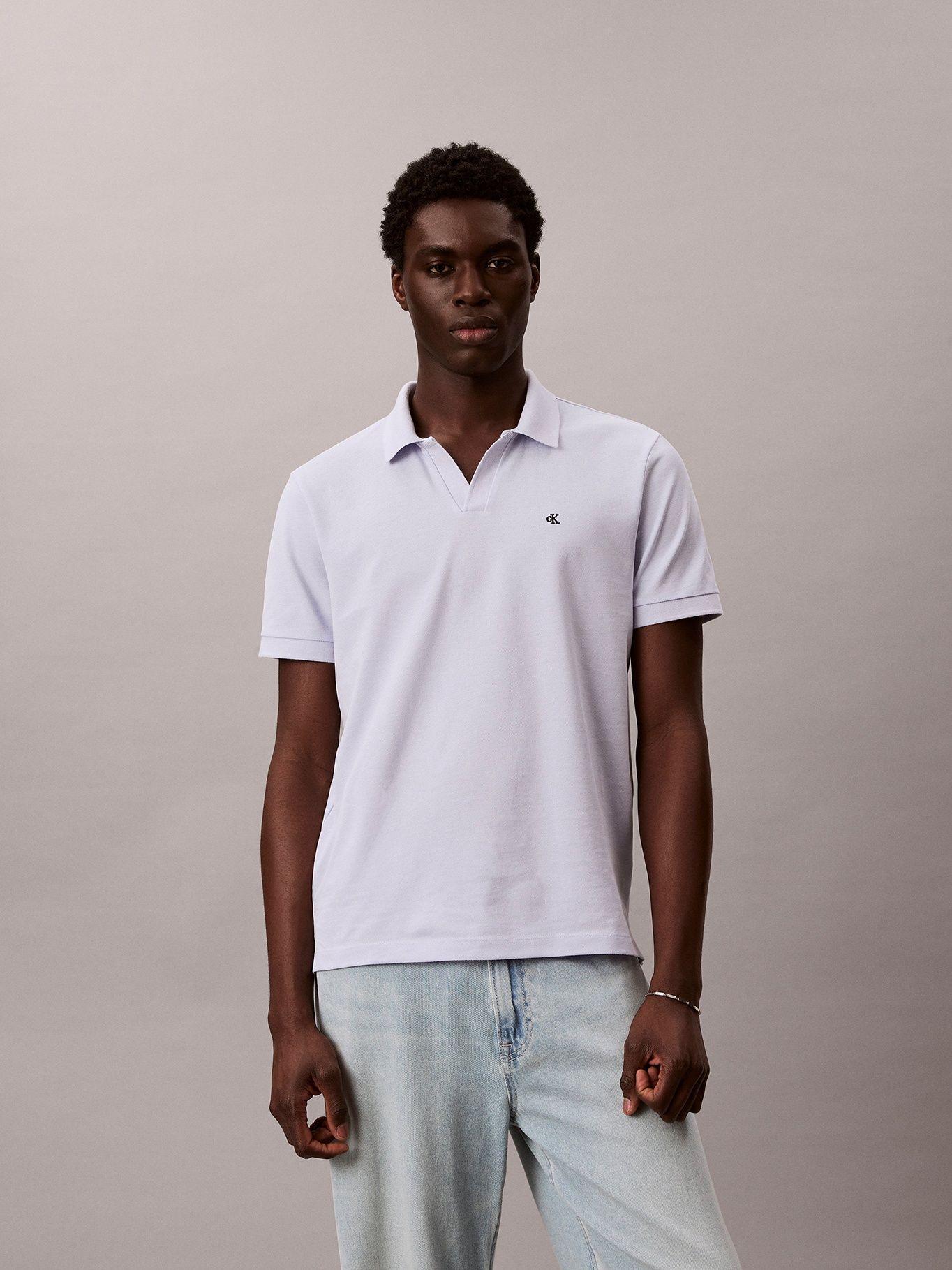 Polo Casual Piqué Cuello Abierto Celeste Calvin Klein-0
