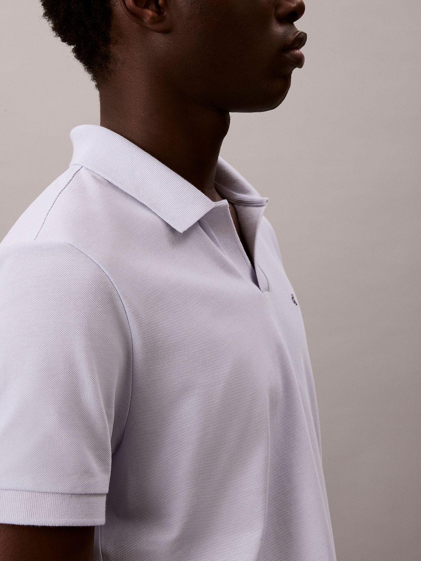 Polo Casual Piqué Cuello Abierto Celeste Calvin Klein-4