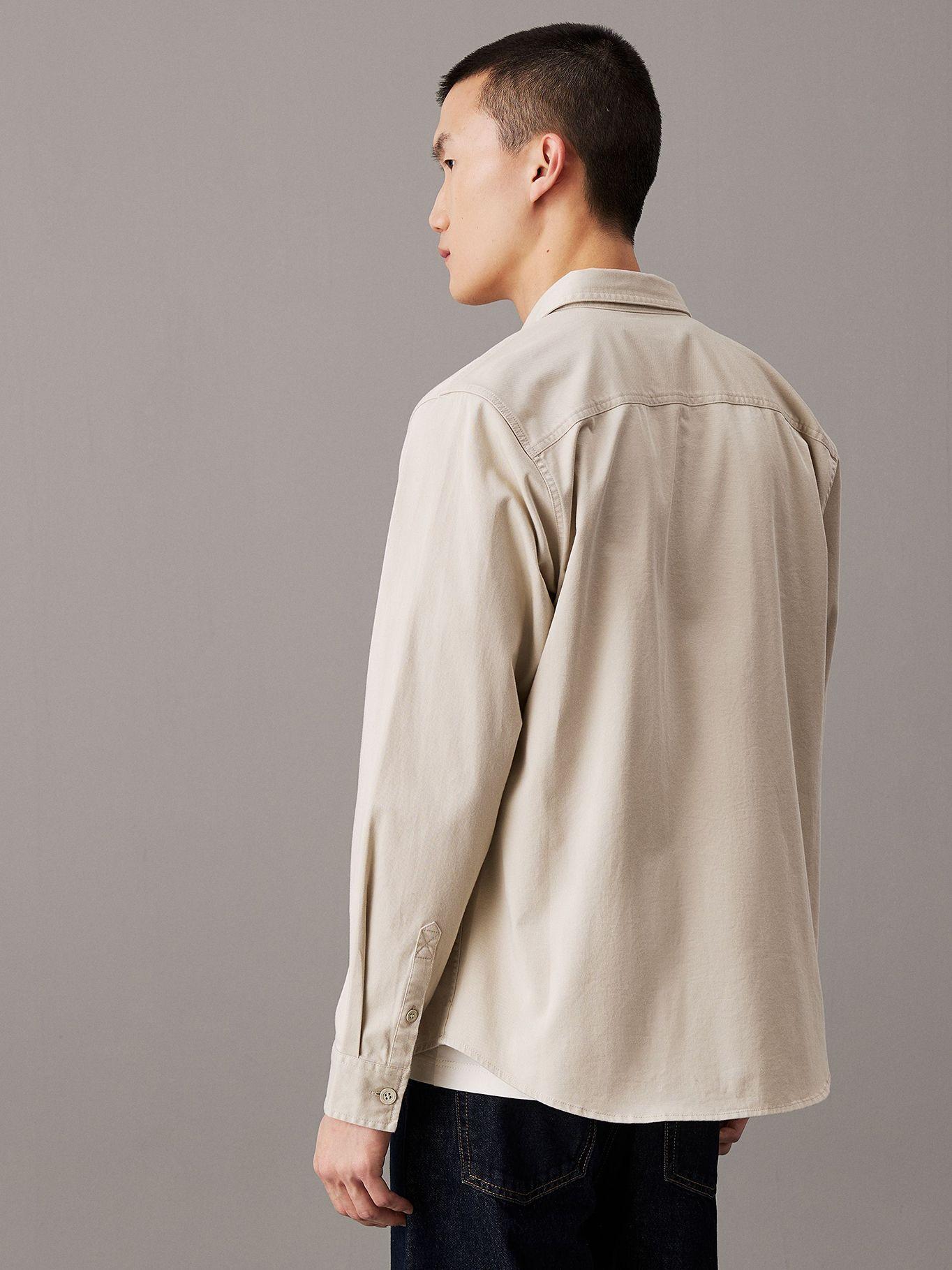 Camisa con etiqueta tejida Beige Calvin Klein-2