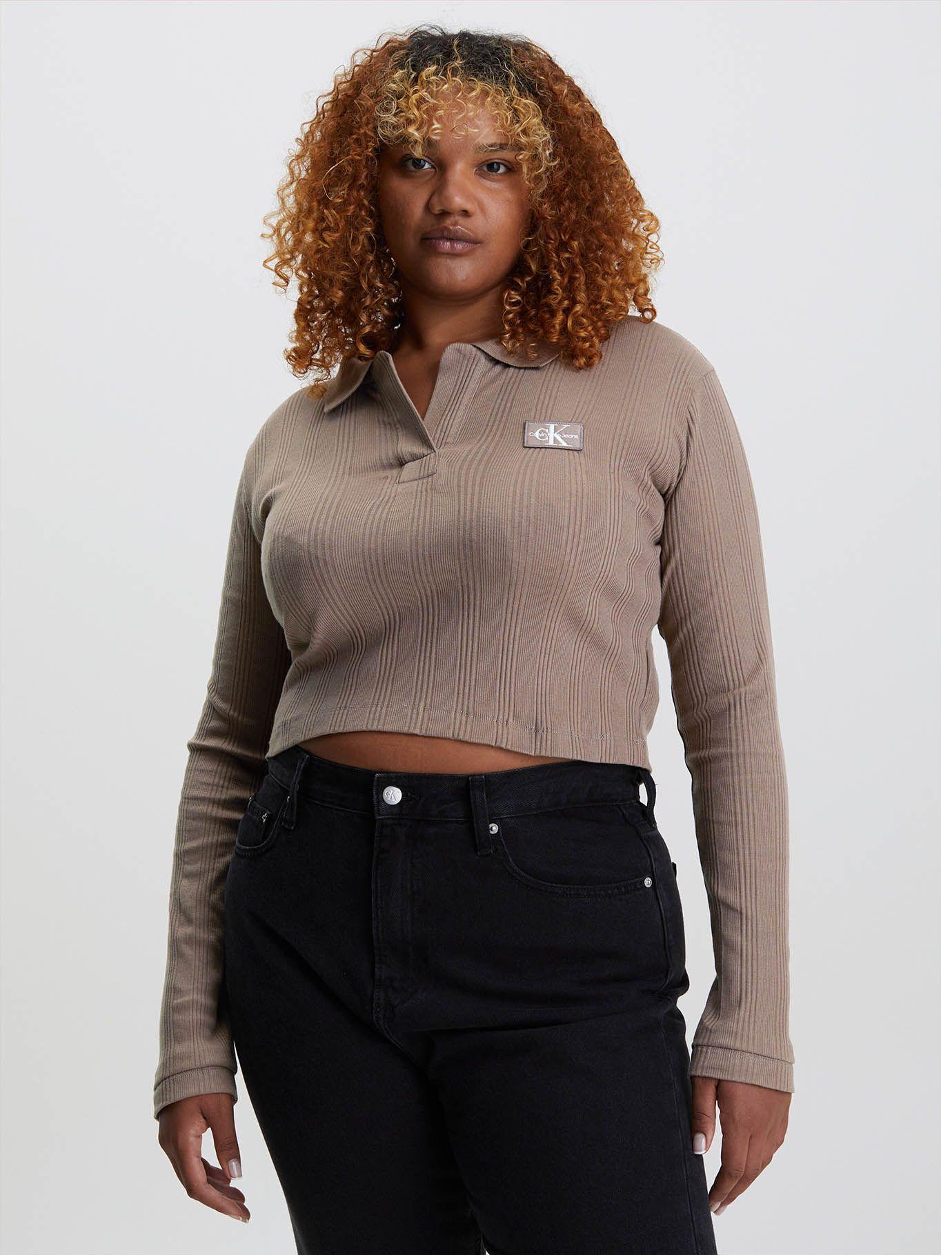 Camiseta manga larga con cuello Polo Café Calvin Klein-4