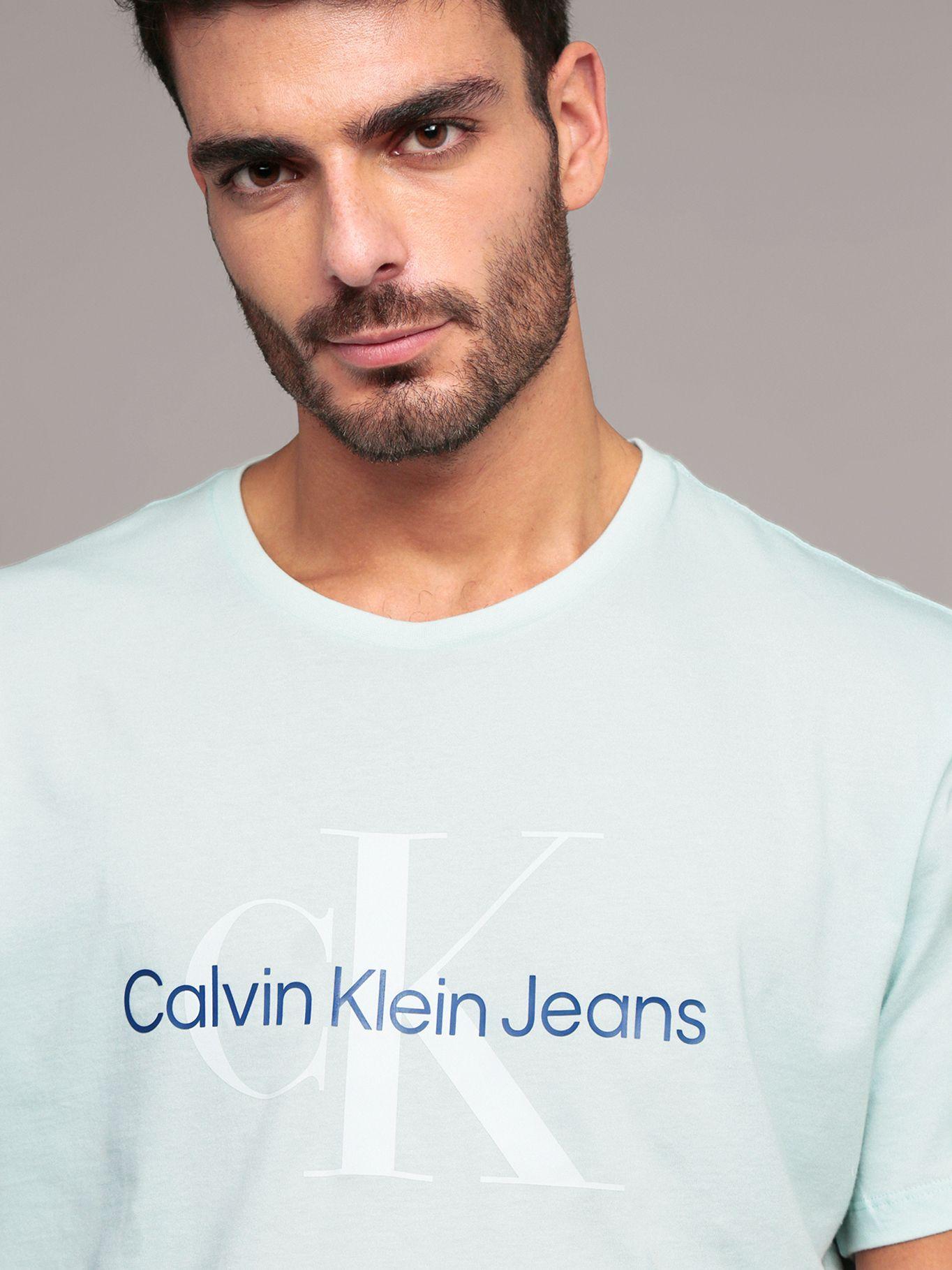 Polera Monogram Crew Celeste Calvin Klein-4