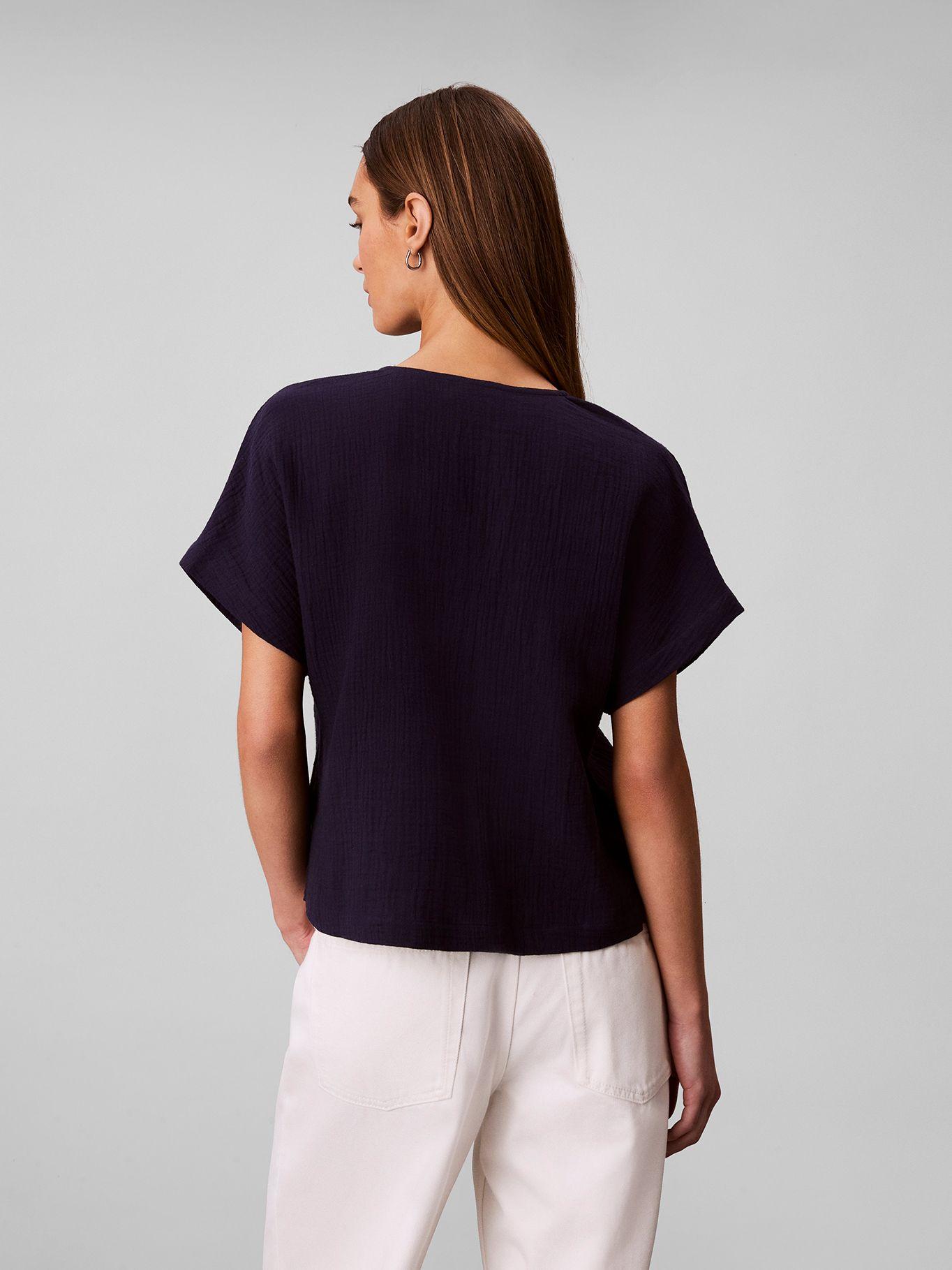Blusa Manga Corta con Cuello en V Azul Calvin Klein-2